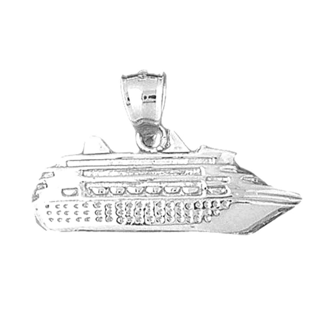 925 Sterling Silver Cruise Ship Pendant Necklace - 21mm Elegant Nautical Jewelry for Travel Lovers & Cruise Vacations