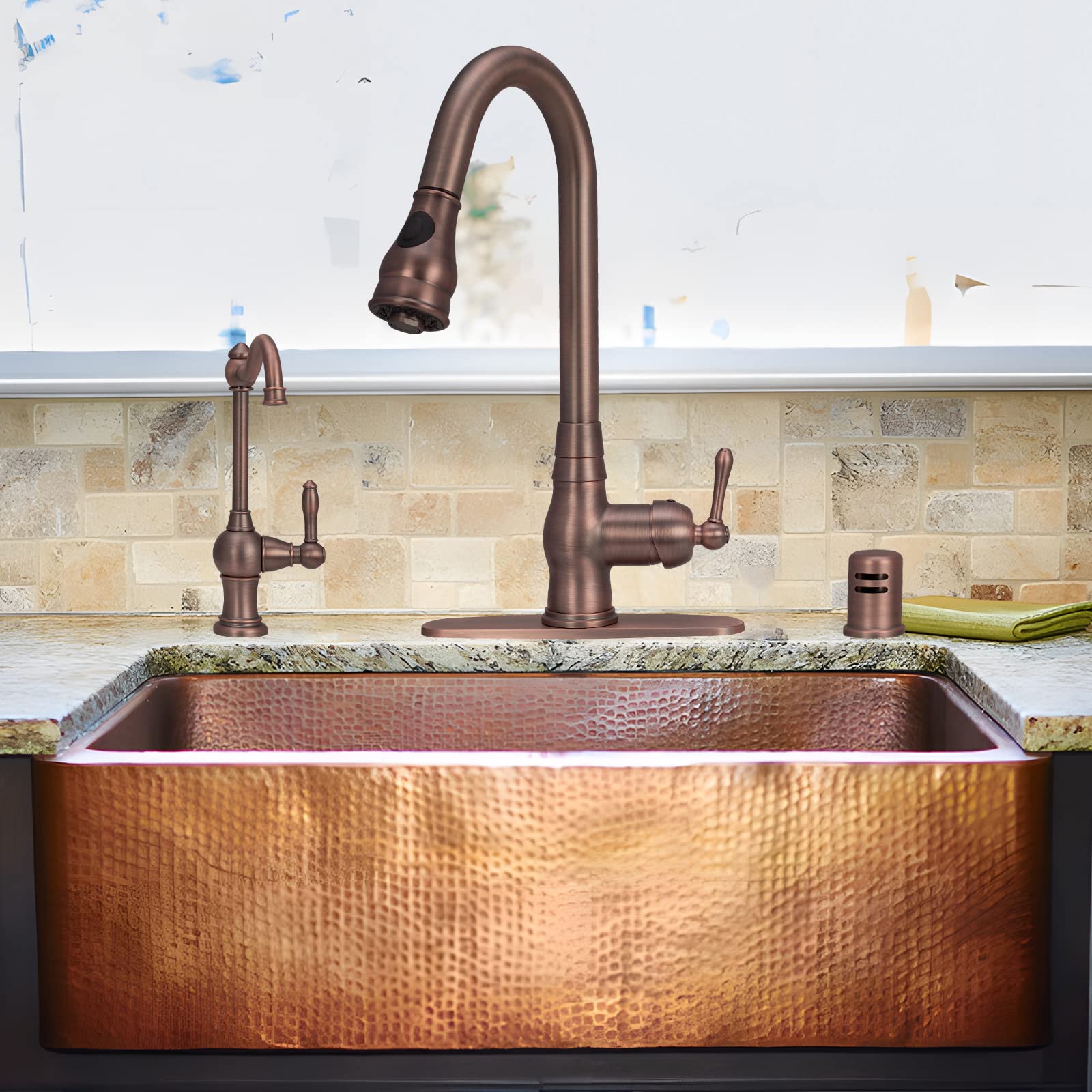 Akicon Single Handle Drinking Water Filter Faucet - Cold Water Purification System in American Bronze Finish | Perfect for Kitchen Sink, RV, and Office Use