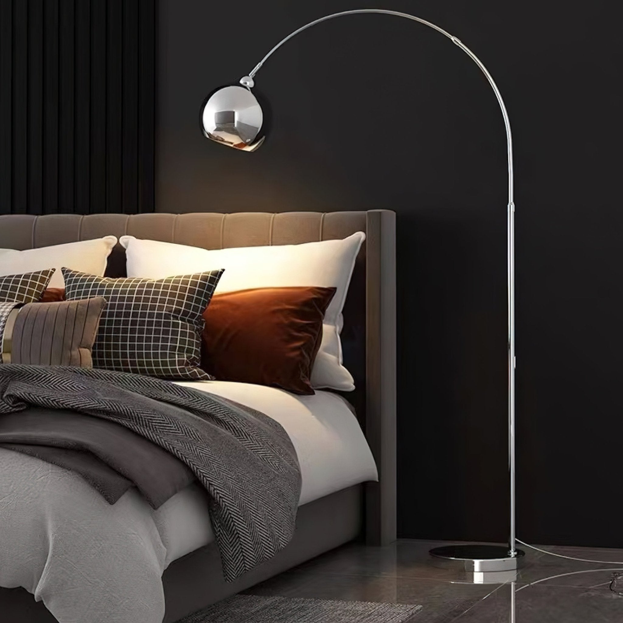 Modern Angler Floor Lamp - Adjustable LED Reading Light with Dimmable Brightness for Living Room, Bedroom, or Office - Perfect for Reading, Working, and Relaxing