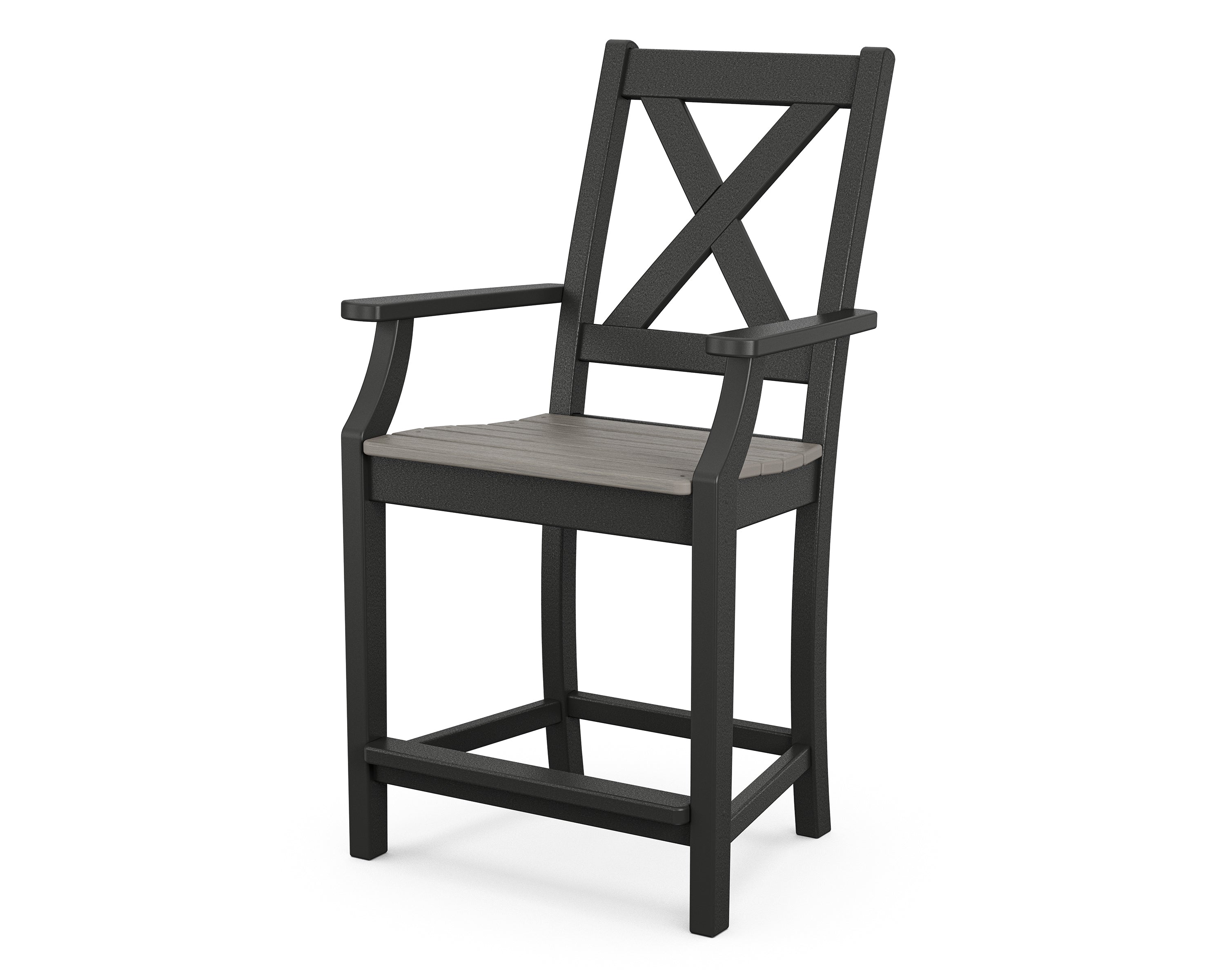 POLYWOOD Braxton Counter Height Arm Chair - Durable Outdoor & Indoor Bar Stool for Kitchen, Patio, and Dining - Weather-Resistant & Comfortable Seating