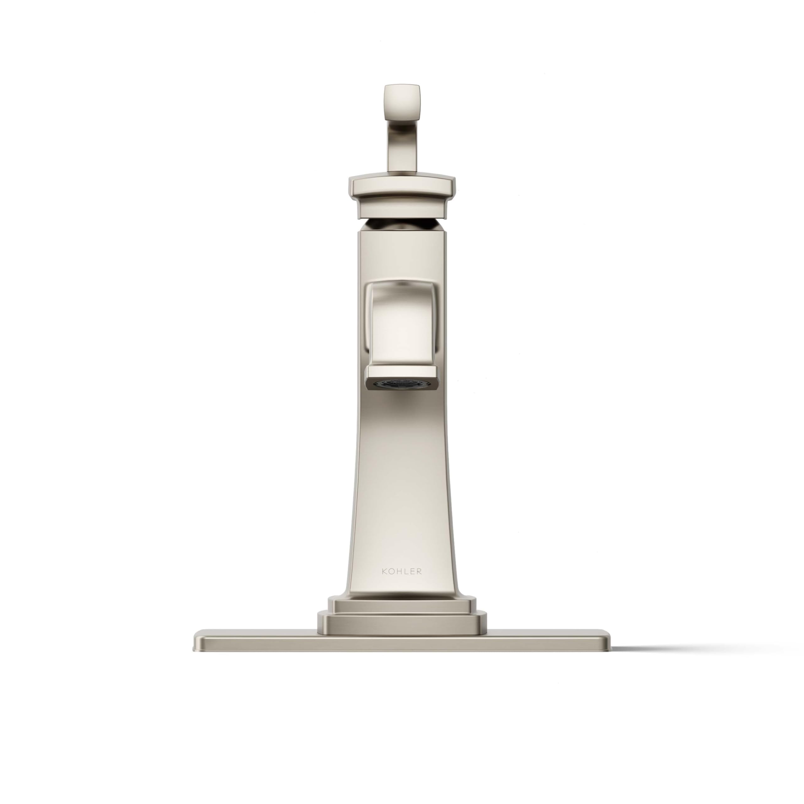 Riff Single-Handle Bathroom Sink Faucet - Modern Waterfall Spout Design for Bathroom Vanity, Powder Room & Guest Bath (Brushed Nickel Finish) - Perfect for Home Renovation & Hotel Upgrades