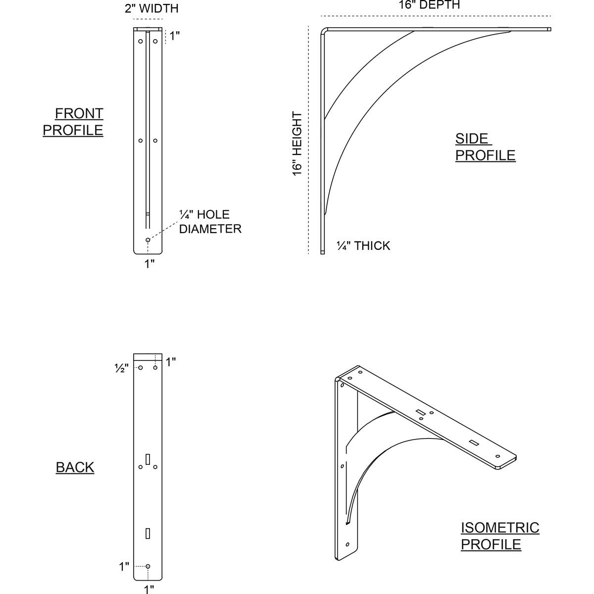 Ekena Millwork 4-Pack Steel Legacy Brackets 2