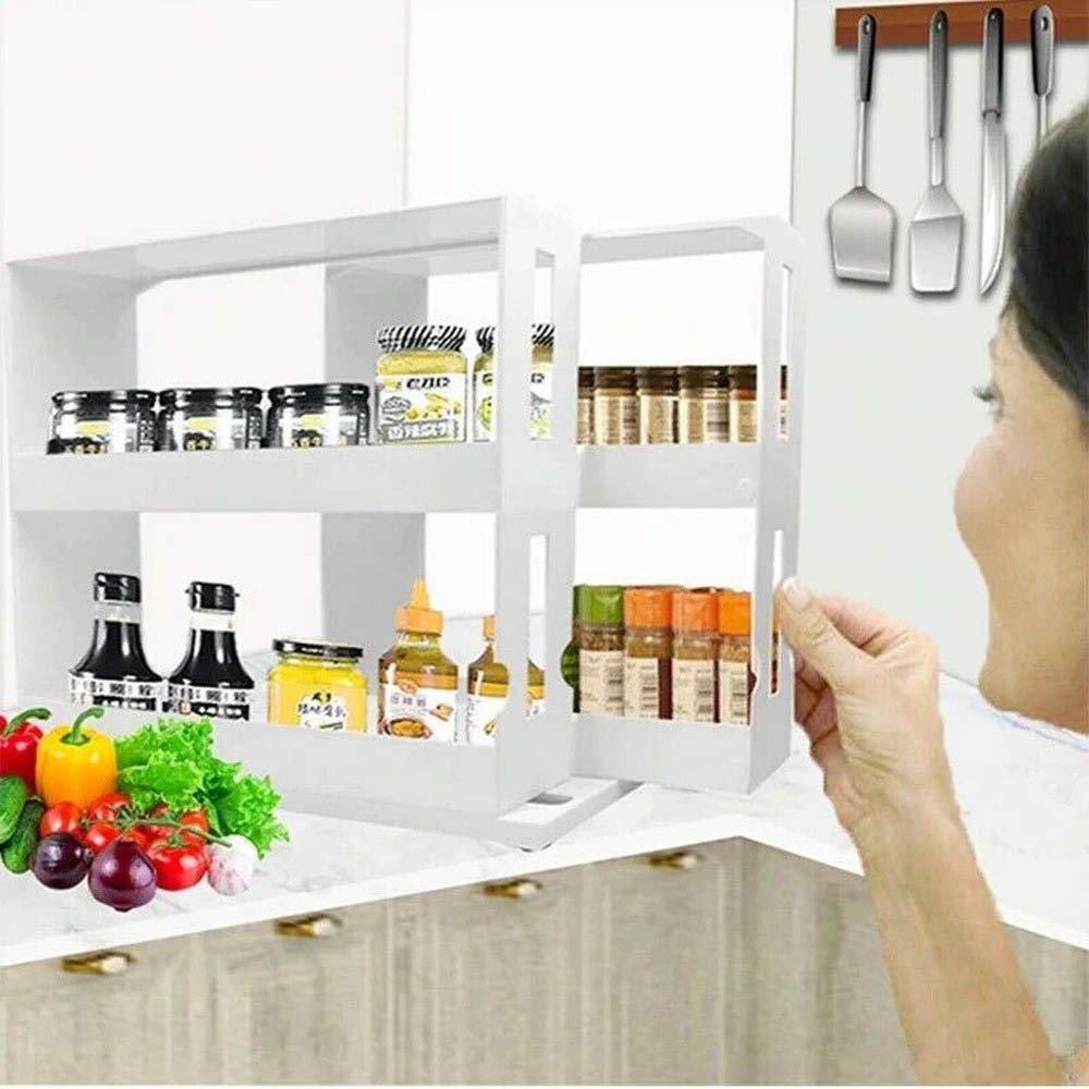 2-Tier Rotating Spice Rack Organizer - 360° Swivel Kitchen Storage Shelf for Spices, Seasonings & Condiments - Perfect for Countertop, Pantry, or Cabinet Organization