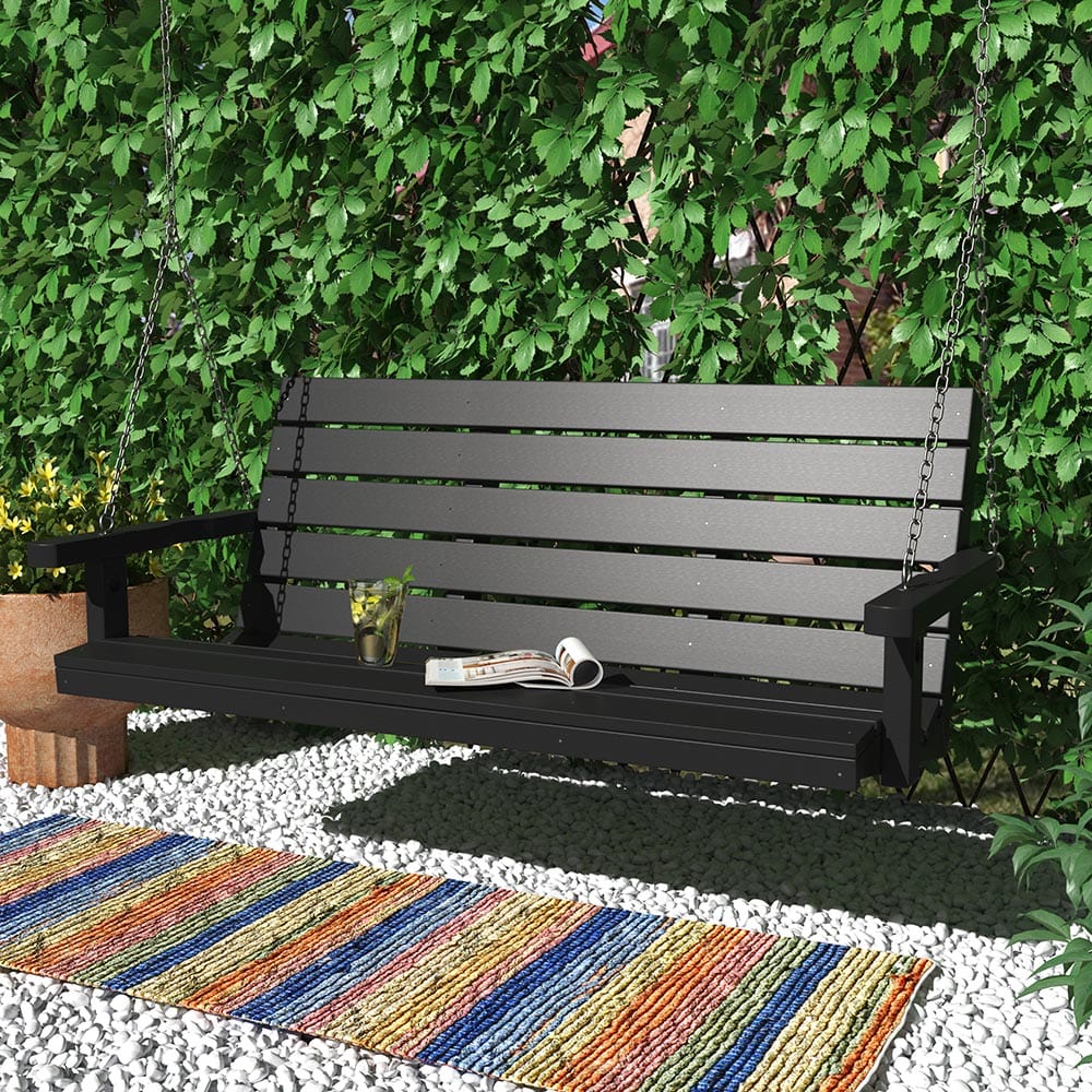 Amish-Made Classic Recycled Plastic Porch Swing - Heavy Duty Outdoor Hanging Bench for Patio, Garden & Backyard Relaxation