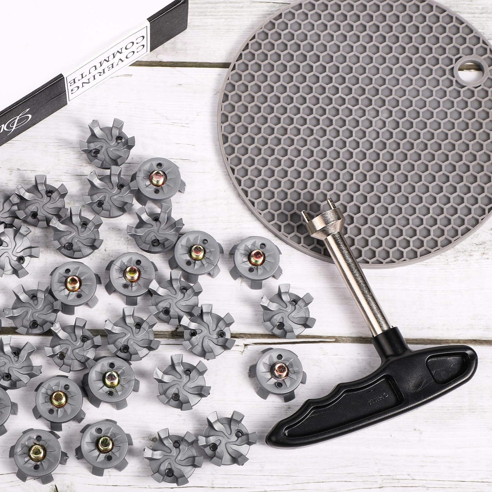 30pcs Golf Shoe Spikes with Wrench - Durable Replacement Cleats for Golf Shoes | Perfect for Golf Enthusiasts & Players | Ideal for Course Play & Practice Sessions