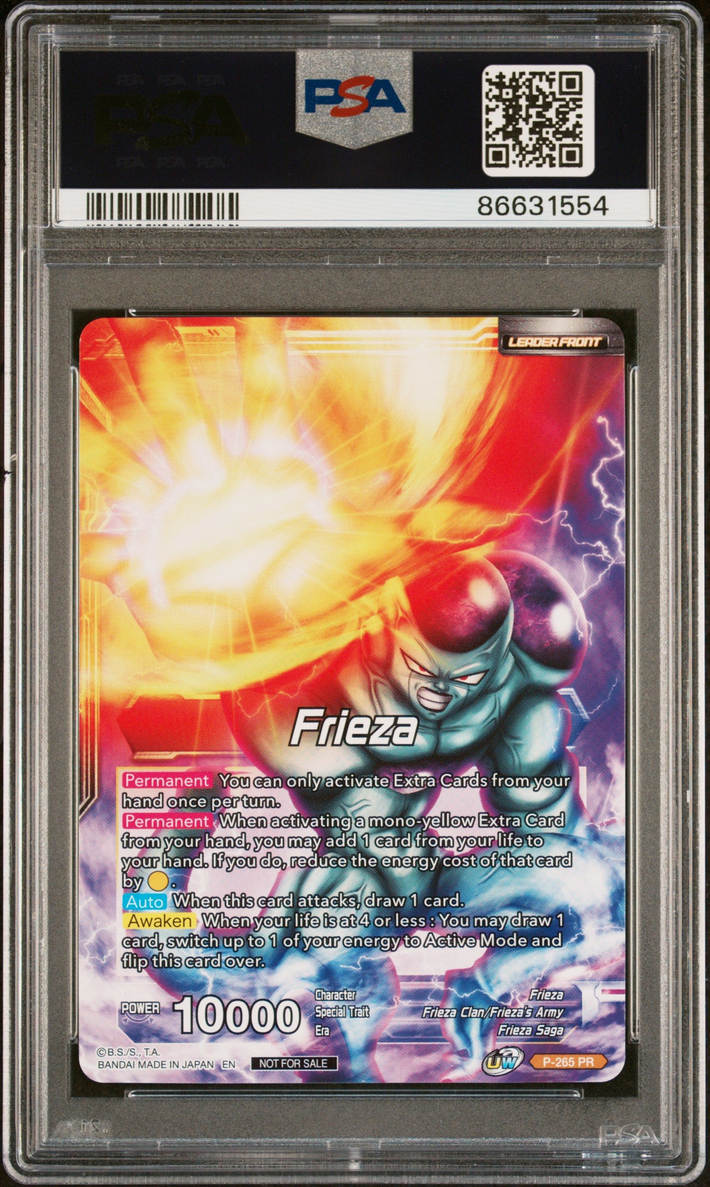 2021 Dragon Ball Super Unison Warrior MCH Frieza RSC MNCH #P265 PSA 10 Graded Card - Perfect for Collectors & Anime Fans Display