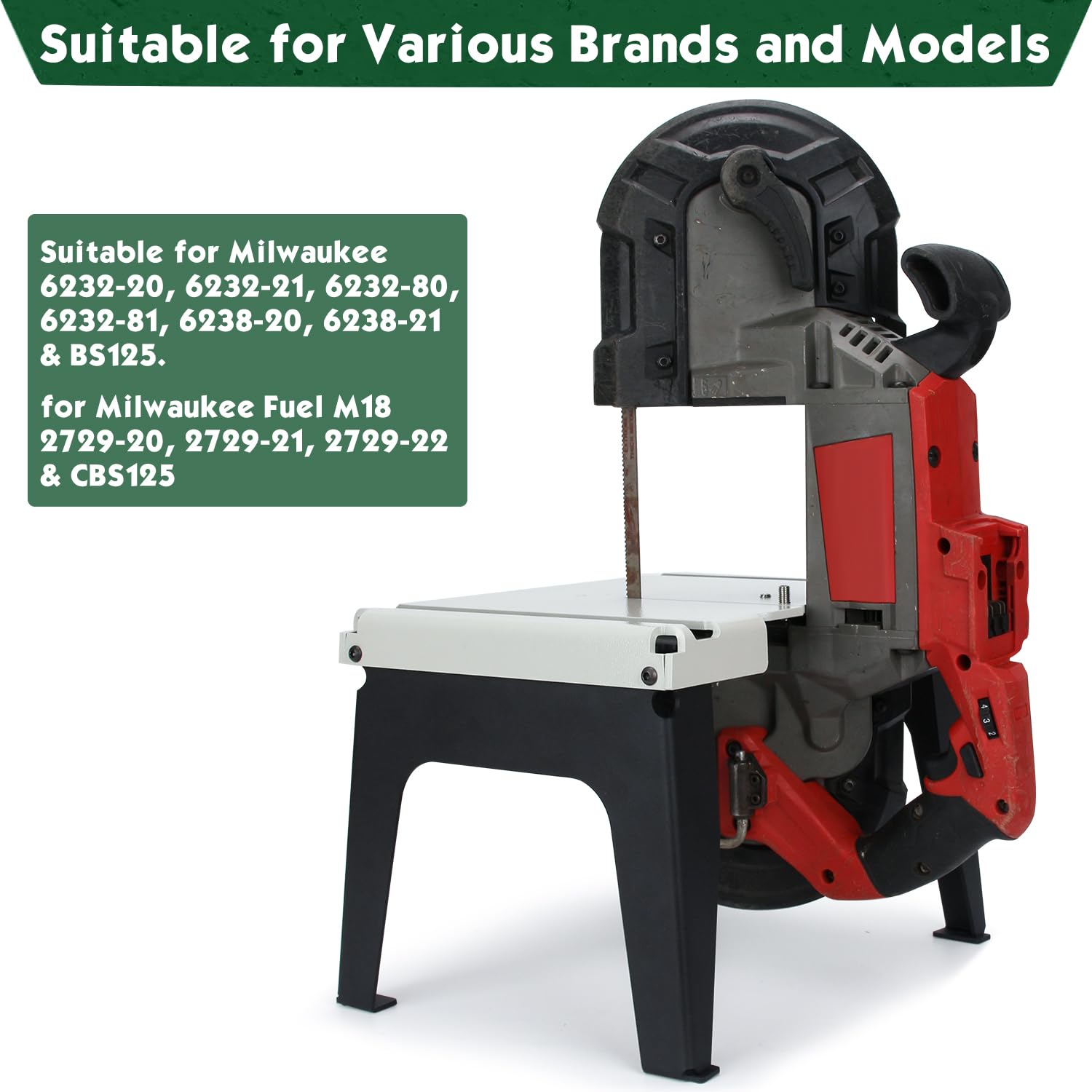 Portable Band Saw Stand Table for Milwaukee Band Saw - Heavy Duty Powder Coated Steel Base (Saw Not Included) | Workshop, Construction Site & DIY Metal Cutting Projects