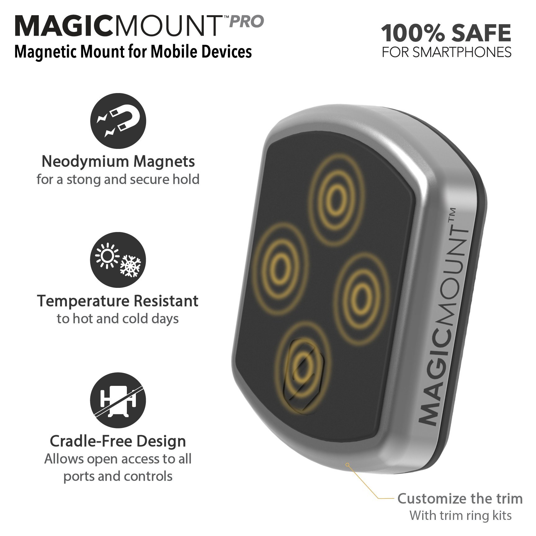 Scosche MPVB MagicMount Pro Magnetic Car Phone Holder - Strong Vent Mount for iPhone, Samsung, Android Phones - Universal 360° Adjustable Smartphone Stand - Perfect for Driving, Navigation & Hands-Free Calls
