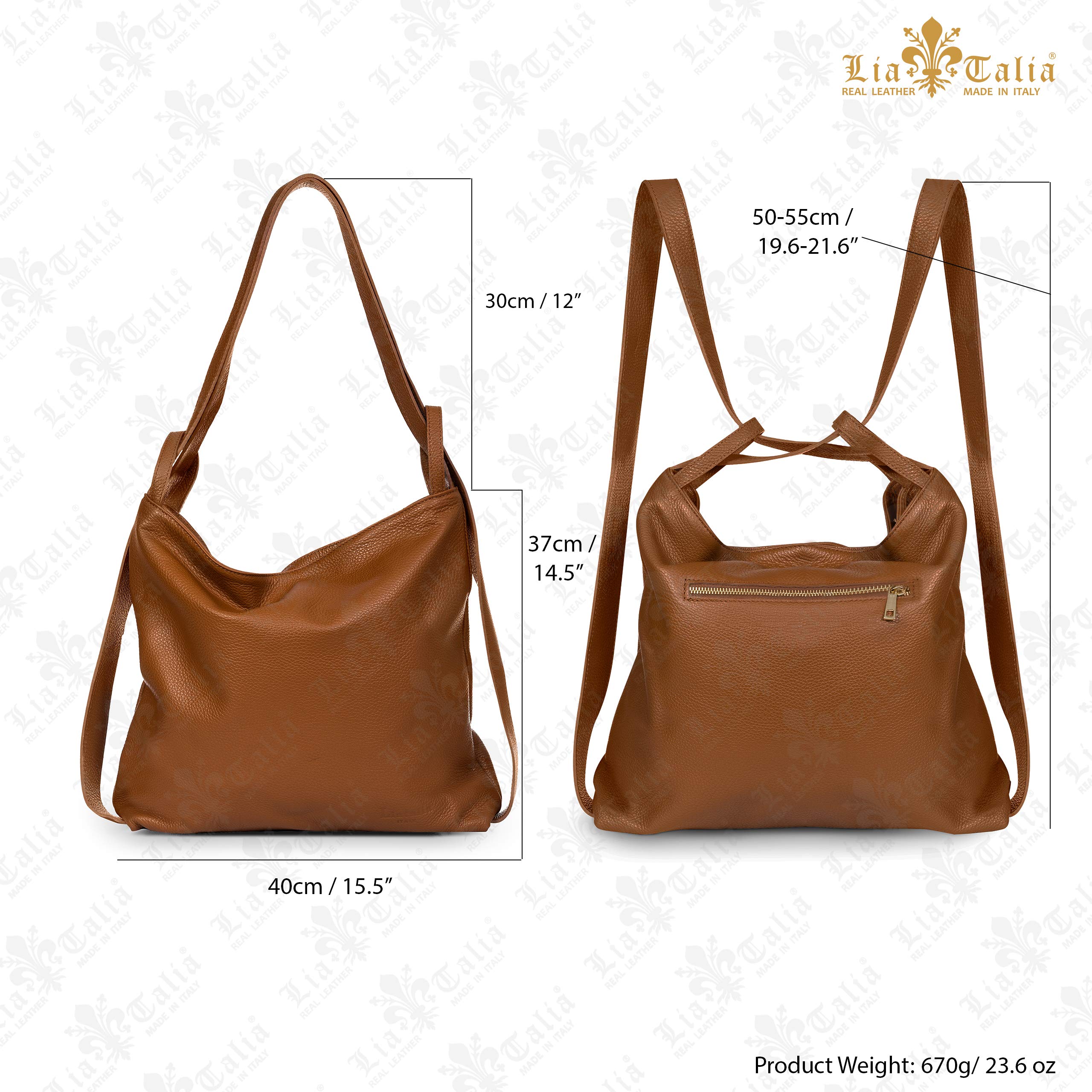 LiaTalia Women's Shoulder Backpack Purse - Versatile Soft Italian Leather Handbag - 2-in-1 Convertible Rucksack Bag - Nicole - Perfect for Work, Travel & Daily Commute