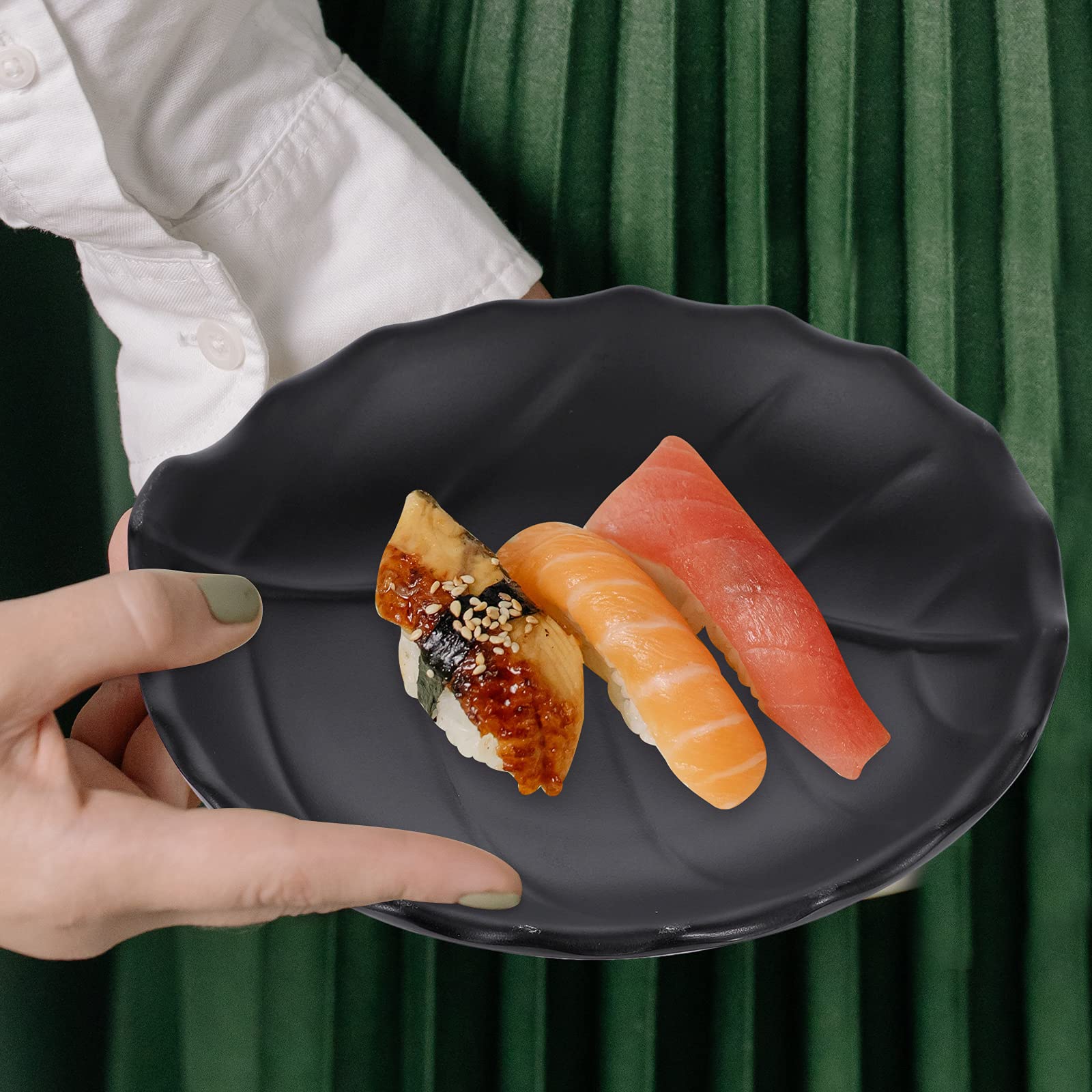 ABOOFAN Leaf-Shaped Melamine Snack Plate - 1pc Black Decorative Dish for Snacks, Salad, Fruit, Jewelry | Perfect for Parties, Picnics, Home Decor & Gift Giving