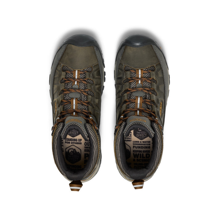 Men's KEEN Targhee III Waterproof Hiking Boots - Wide Mid Cut for Comfort & Support | Black Olive/Golden Brown | Perfect for Outdoor Adventures & Trail Hiking