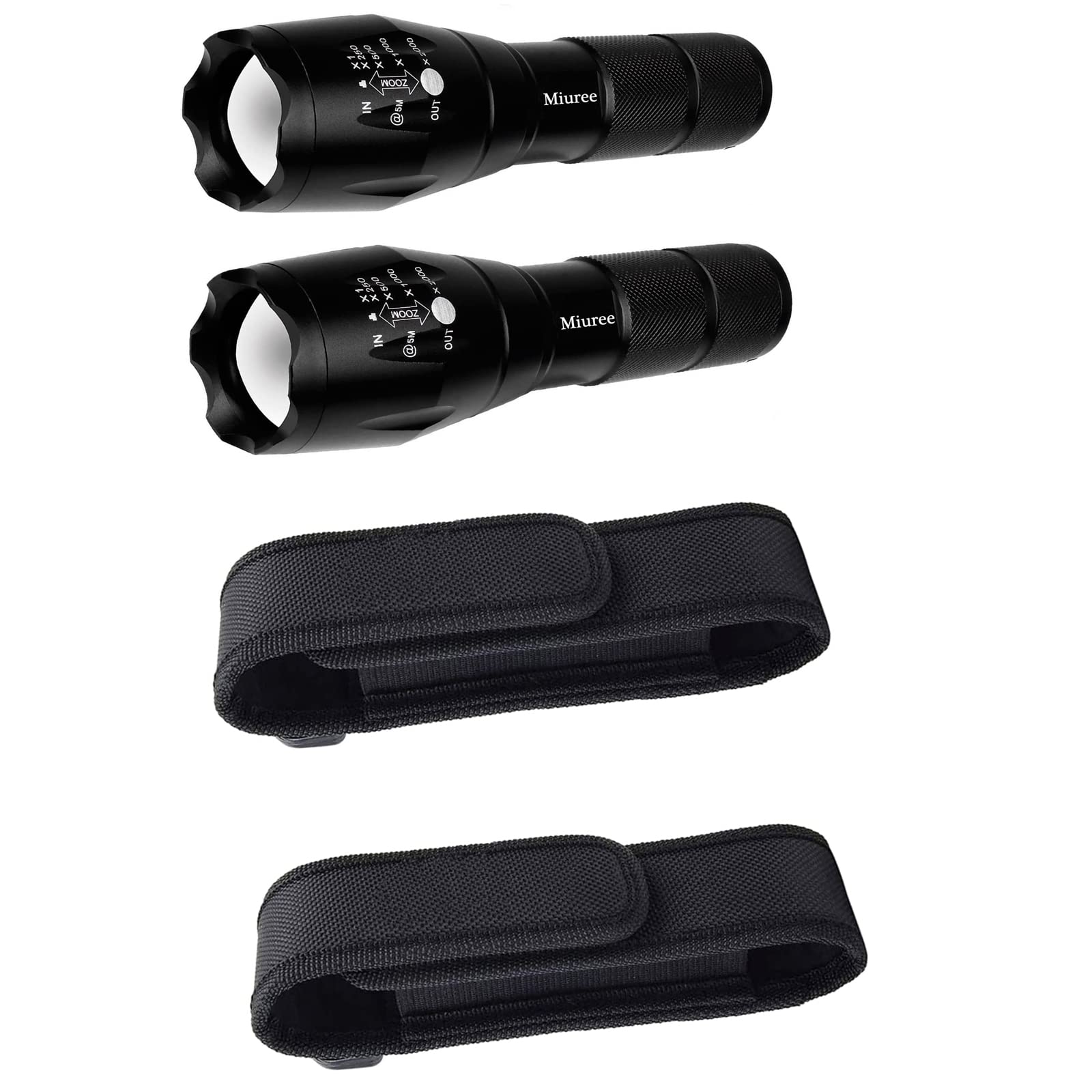 2 Pack LED Tactical Flashlight with Holster - High Lumens, Waterproof, Rechargeable - Perfect for Camping, Hiking, Emergency & Outdoor Adventures