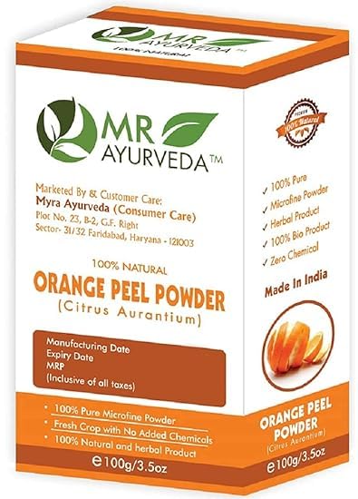 Organic Orange Peel Powder for Skin & Face Care - 100% Natural, No Added Chemicals, 100g | Brightening, Exfoliating & Acne Treatment | DIY Face Masks, Scrubs & Skincare Recipes