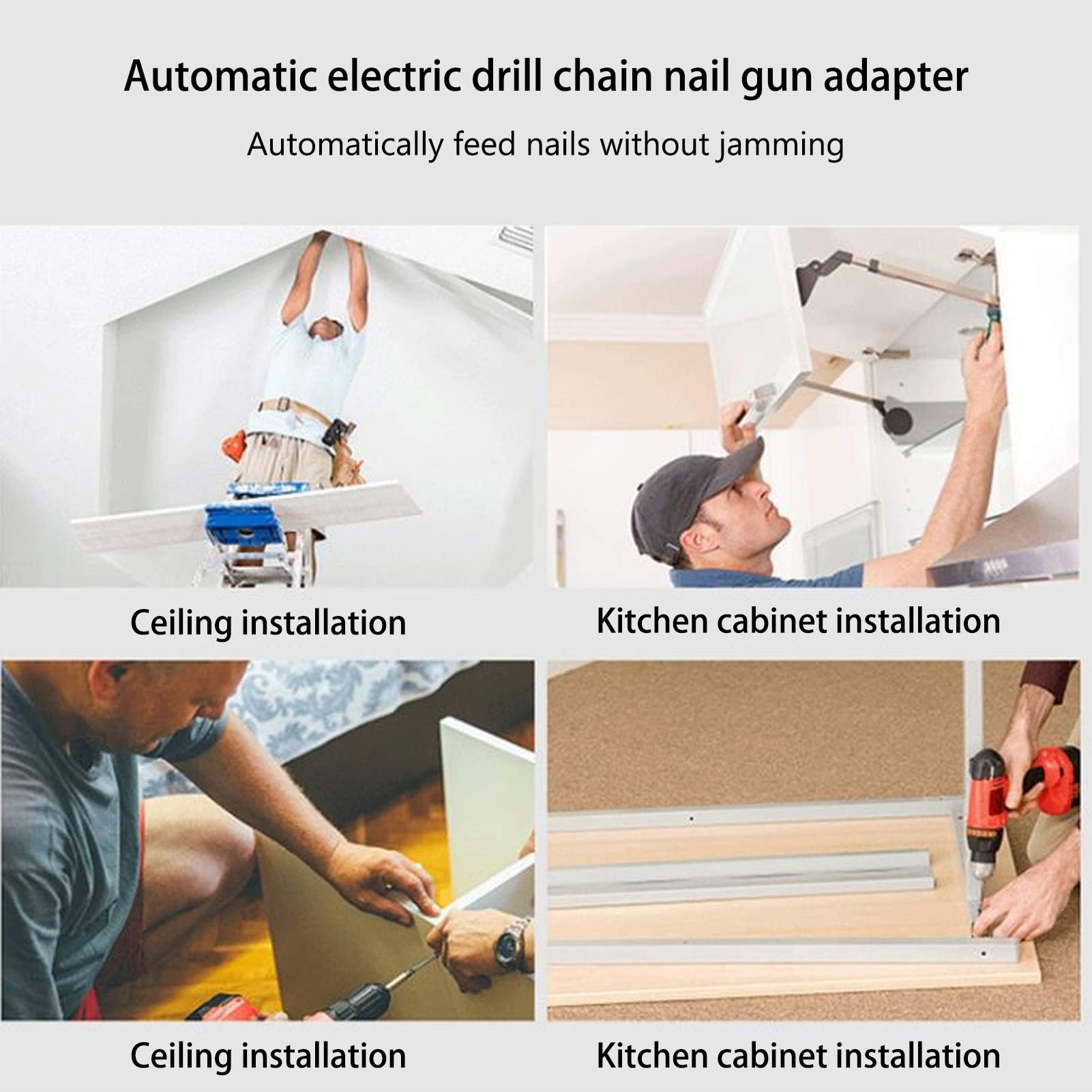 EXCLUZO Automatic Chain Nail Gun Head - Rustproof Adjustable Screw Drill Chains Adapter for Woodworking & Construction - Easy Operation Wear-Resistant Tool for Home Renovation, DIY Projects & Professional Use