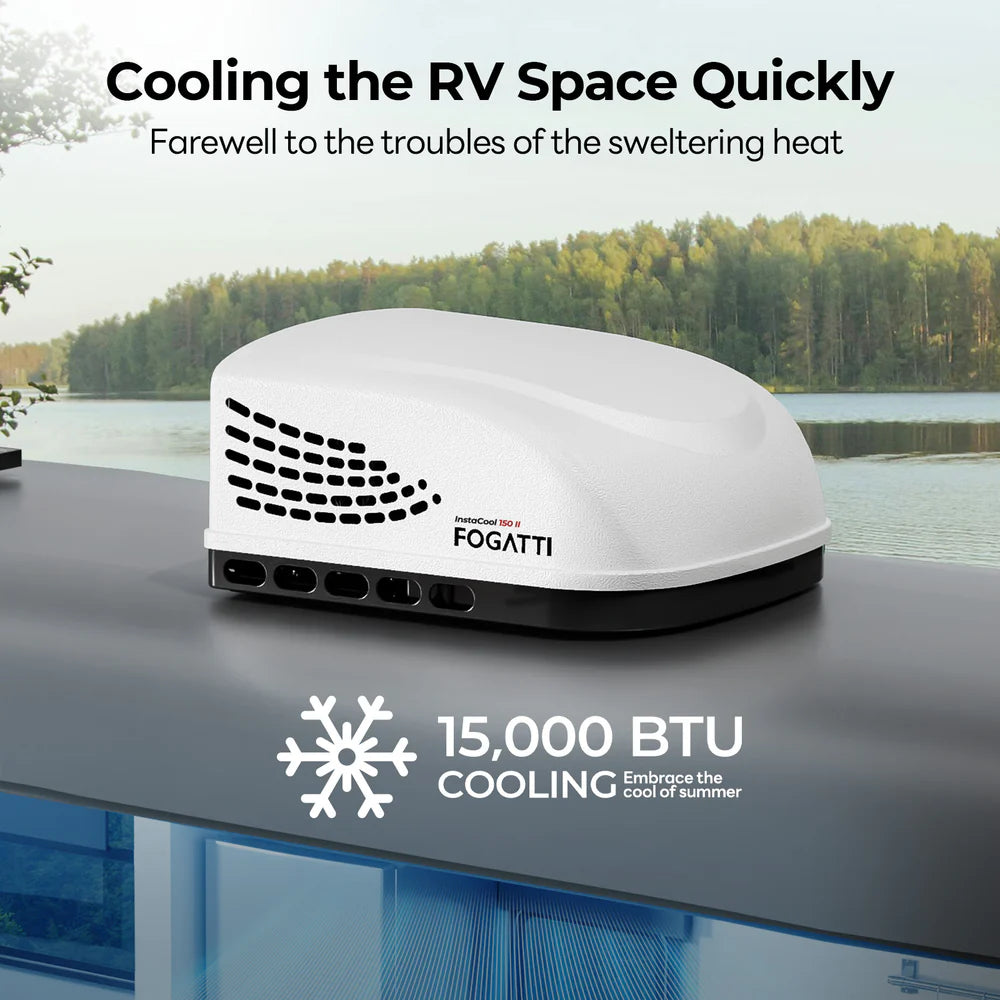 Fogatti InstaCool 150 II RV Rooftop Air Conditioner - 15,000 BTU Non-Ducted Cooling Unit 115V for Campers & Motorhomes | Perfect for Summer Road Trips & Outdoor Adventures