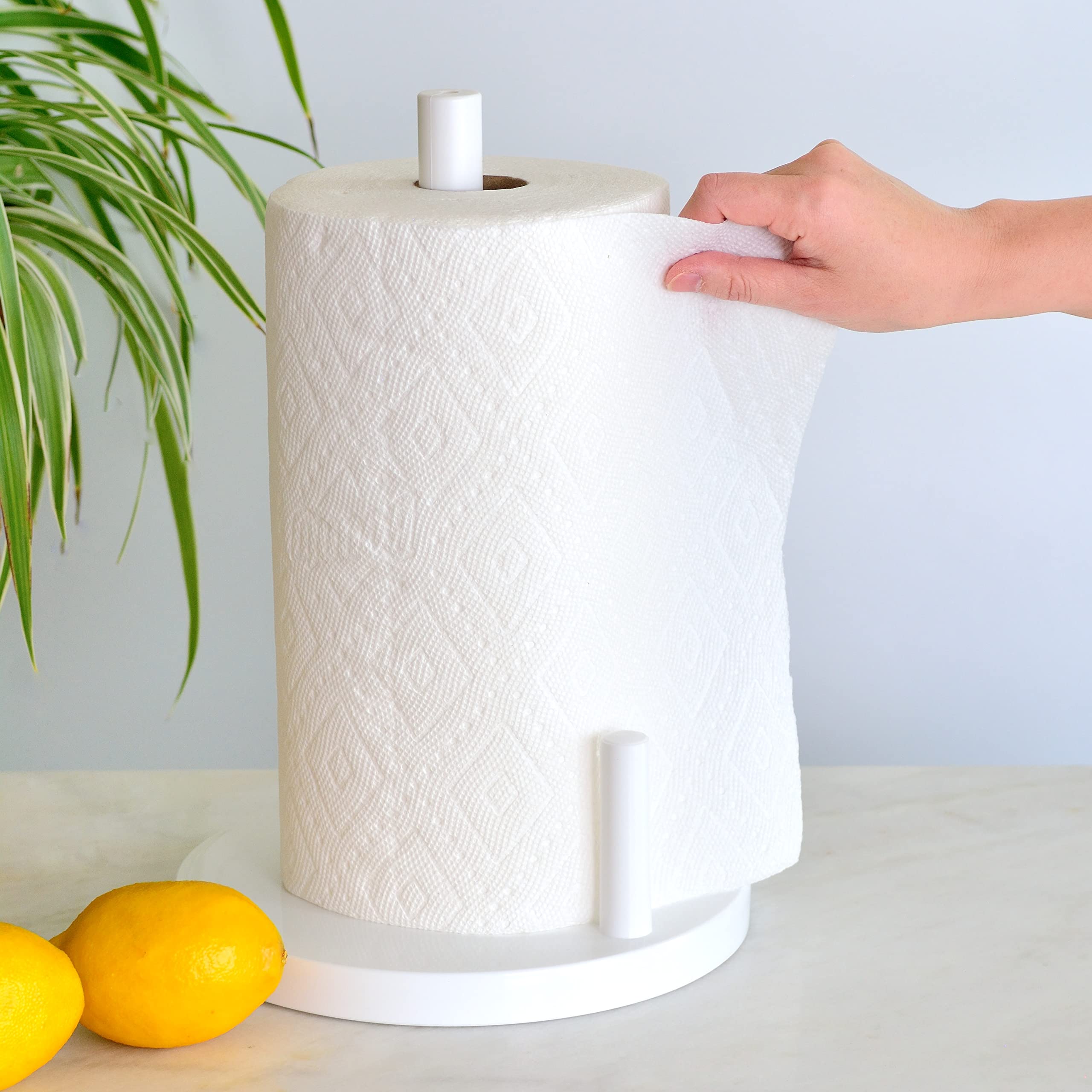 Youngever Plastic Paper Towel Holder Stand - Sturdy Upright Kitchen, Bathroom & Dining Room Organizer (Style B) - Perfect for Countertop Storage & Easy Access to Paper Towels