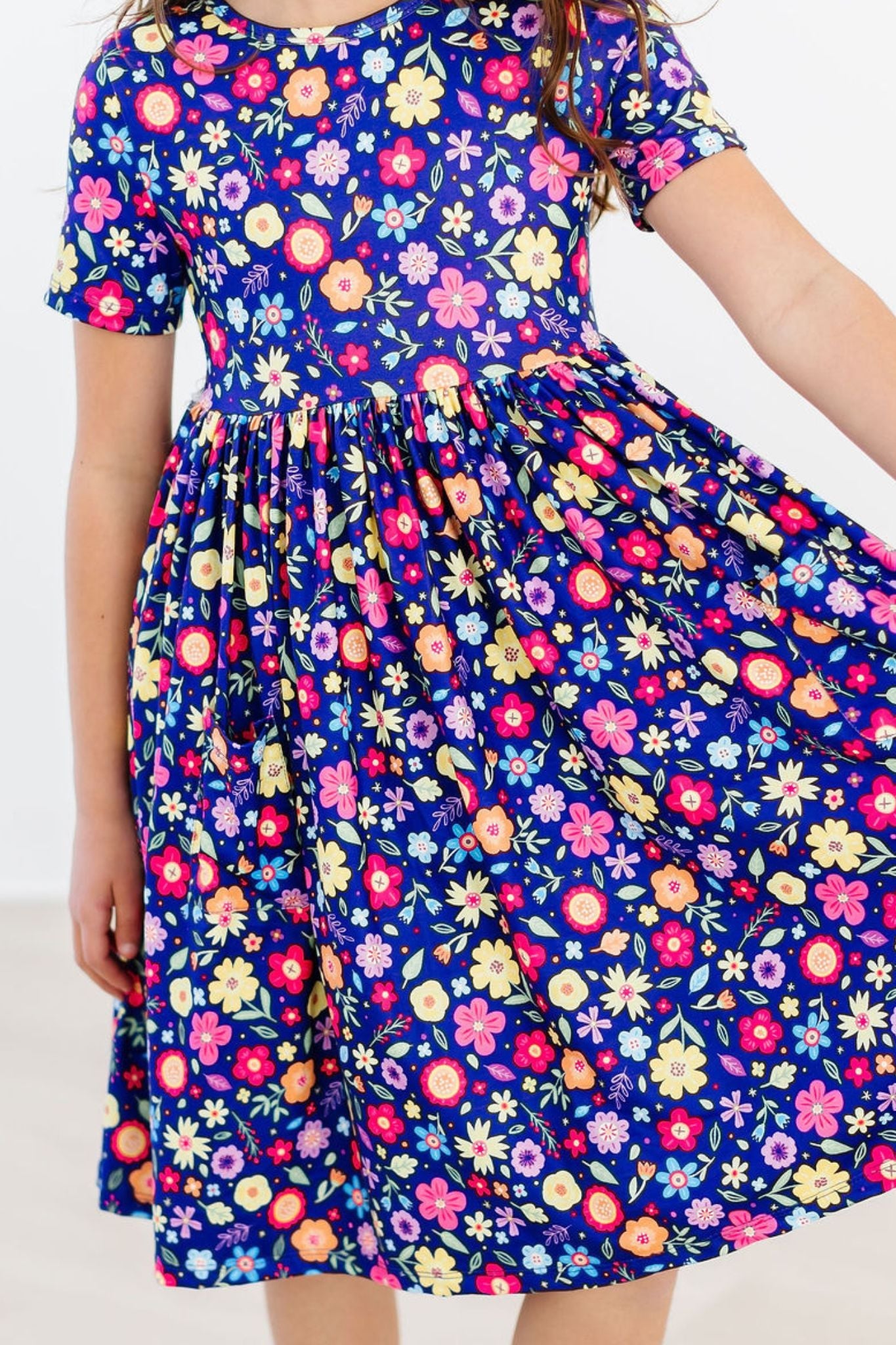 Pick a Posy Short Sleeve Pocket Twirl Dress - Floral Summer Dress for Girls, Perfect for Parties, Weddings & Outdoor Play