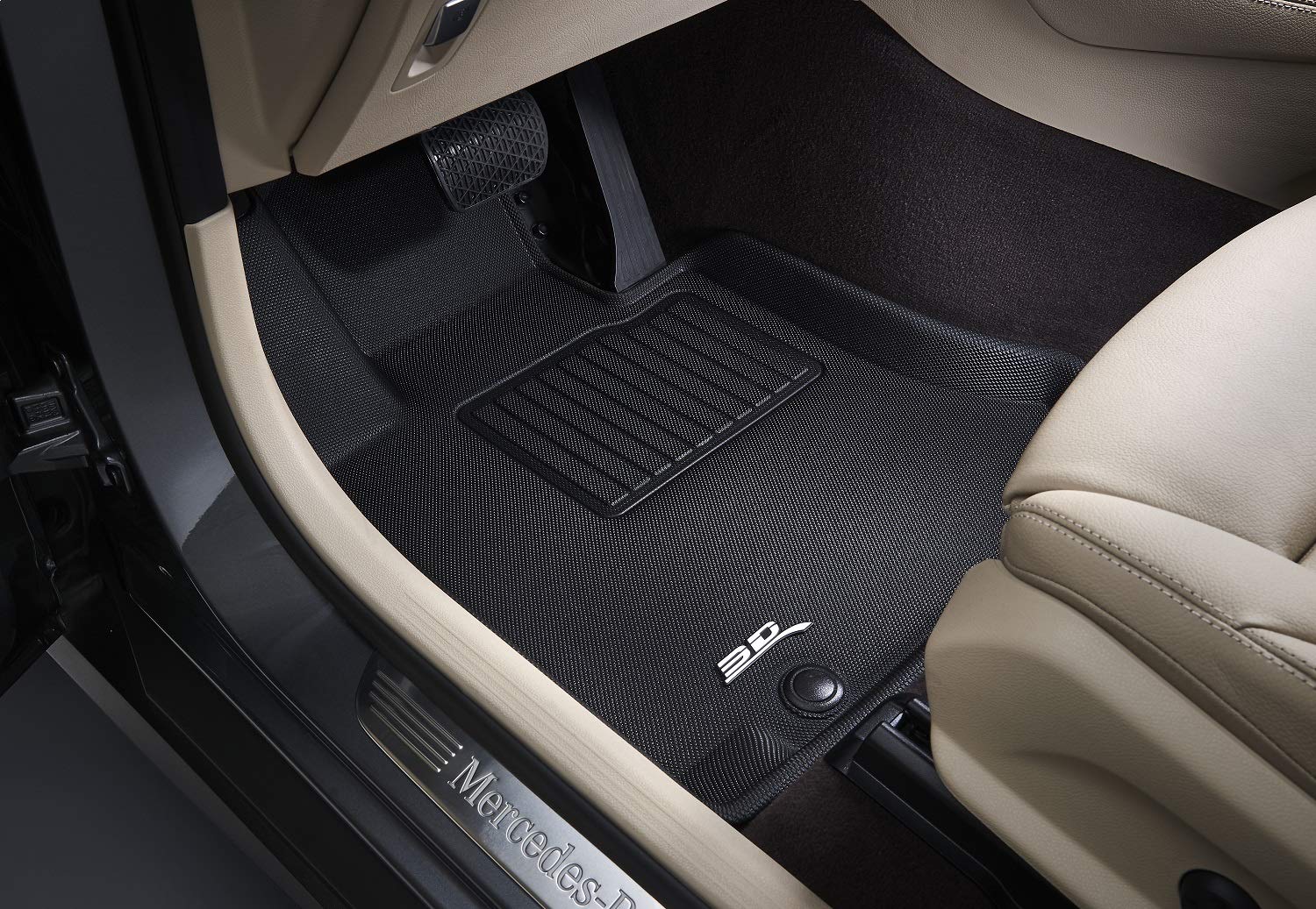 3D MAXpider Kagu Black R1 Custom Fit All-Weather Floor Mats - Compatible with 2019-2022 Toyota Avalon FWD & 2019-2025 Lexus ES Gasoline FWD - Durable Protection for Rain, Snow & Mud