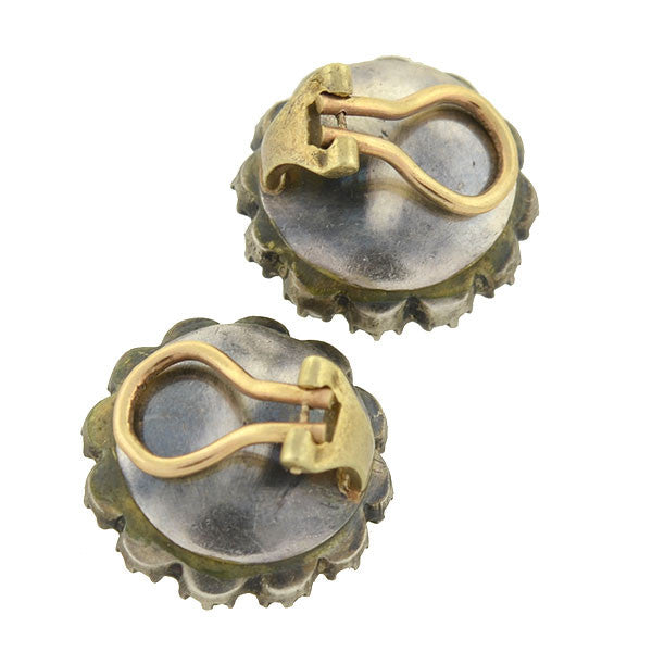 Victorian Sterling Silver & 14K Gold French Paste Cluster Clip-On Earrings - Vintage Jewelry for Weddings, Parties & Special Occasions