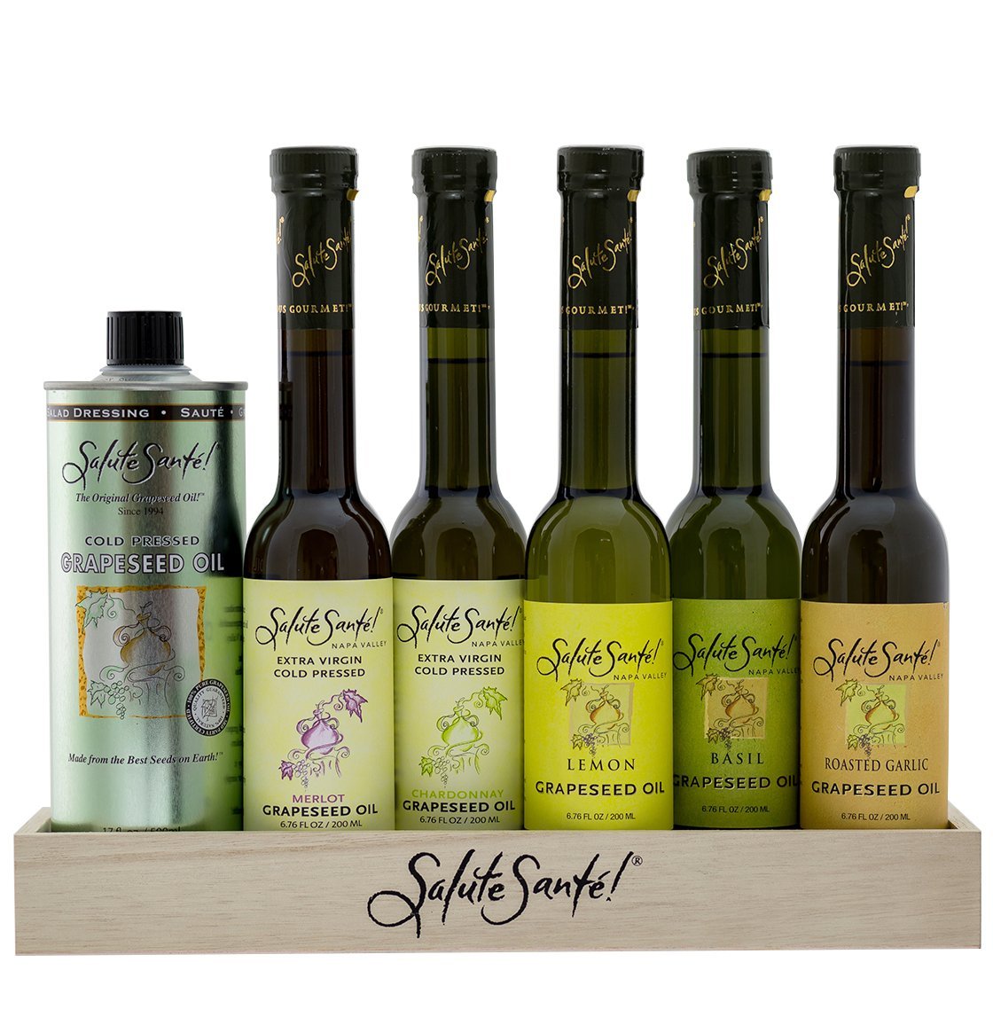 Salute Sante Cold Pressed Grape Seed Oil - Healthy Cooking Oil for Sauteing, Baking & Salad Dressing | Vegan, Non-GMO, High Smoke Point | Perfect for Marinades, Dipping & Finishing Dishes | Gourmet Pantry Essential