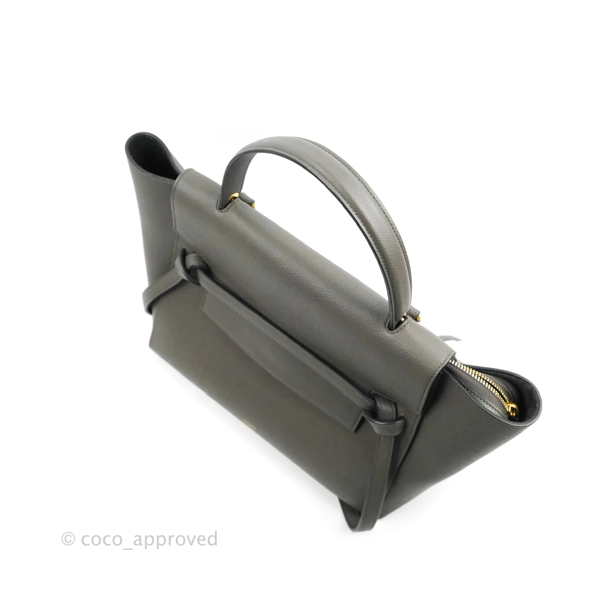 Celine Mini Belt Bag in Grey Grained Calfskin with Gold Hardware - Perfect for Everyday Use, Work & Travel
