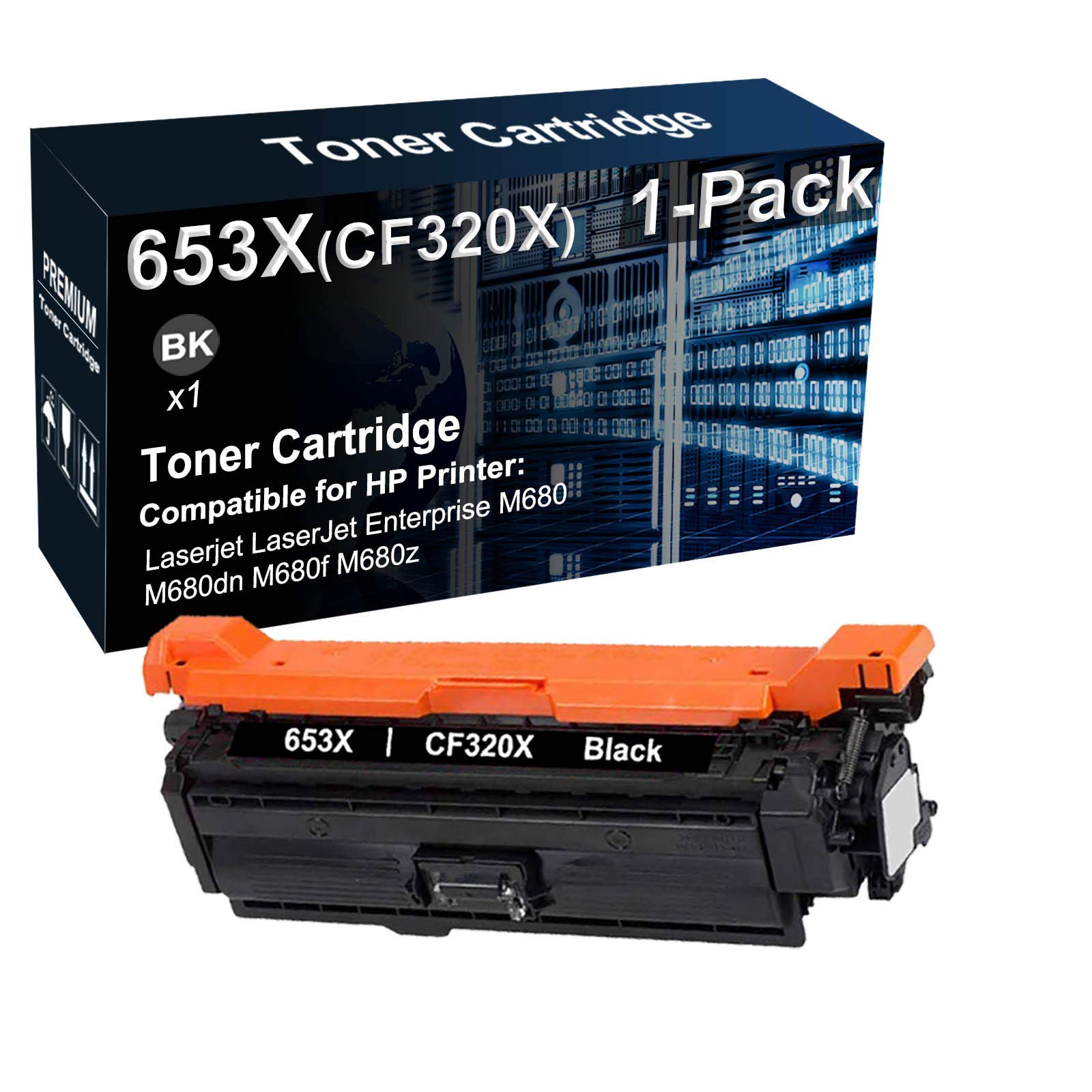 High Yield 653X CF320X Black Toner Cartridge - 1 Pack Compatible with HP M680 & M680dn Printers | Crisp Text Printing | Ideal for Office Documents, Reports & Business Printing