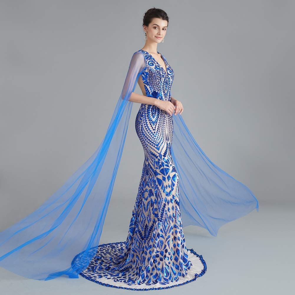 Engerla Sequin Prom Dress - Silver Mermaid Evening Gown with V-Neck for Bridal Party, Homecoming, Pageant & Formal Events