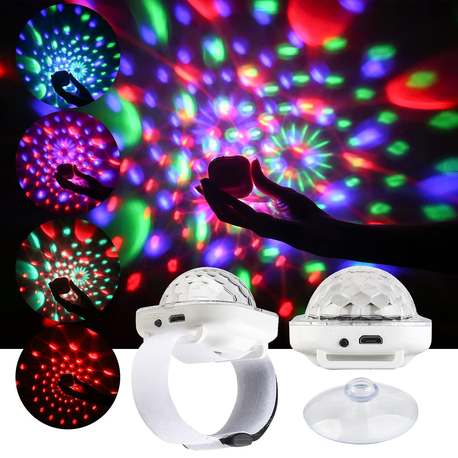 Mini Disco Ball Lights - USB & Battery Powered Mirror Ball for Dance Parties, Kids Events & Car Decor | Portable Disco Lighting with Light Up Bracelet | Perfect for Home, Club & Birthday Celebrations