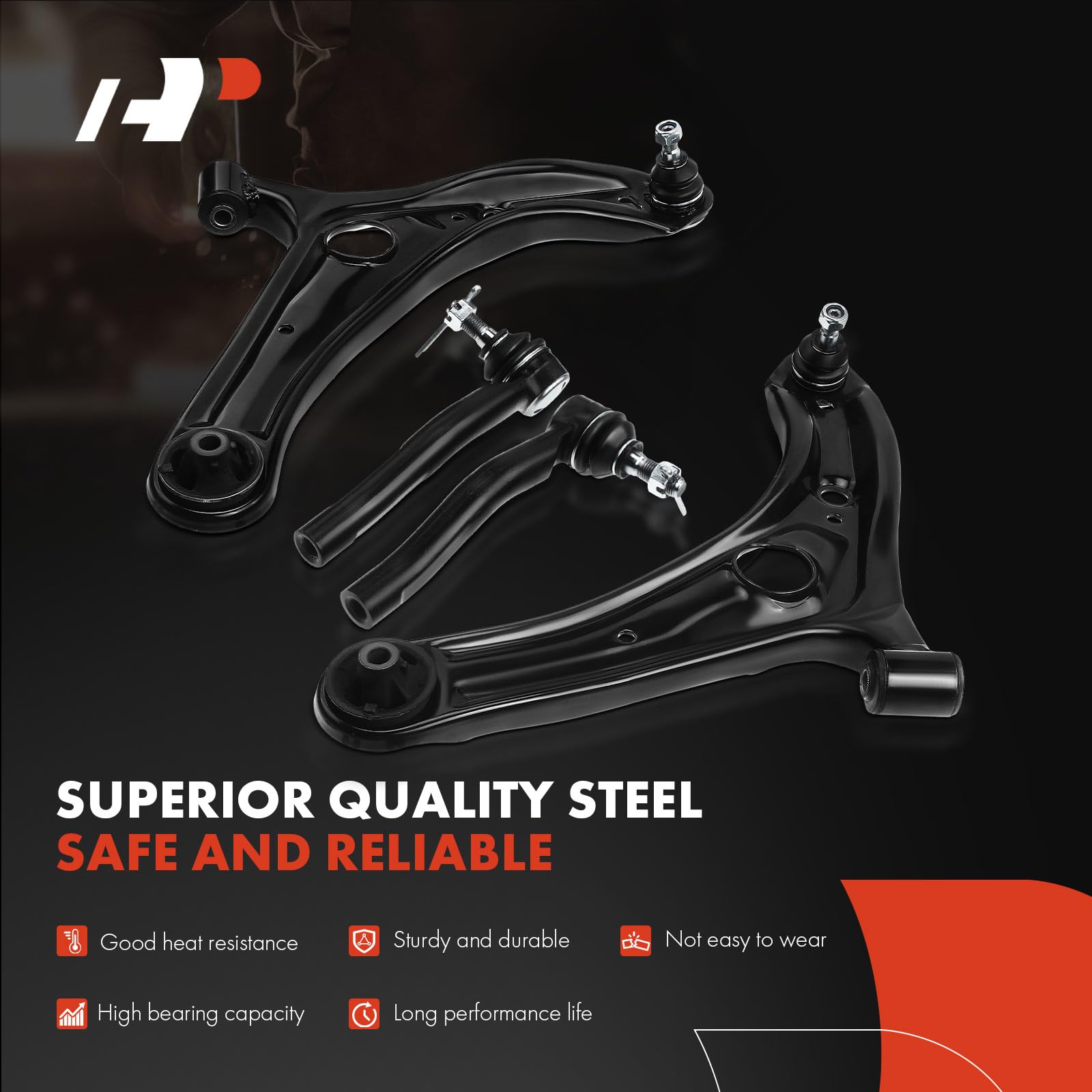 Premium 8-Piece Suspension Kit - Front Lower Control Arm, Sway Bar Link, Inner & Outer Tie Rod Ends for 2004-2005 Toyota Echo (Sedan & Hatchback) - Improve Handling & Ride Comfort for City Driving & Daily Commutes