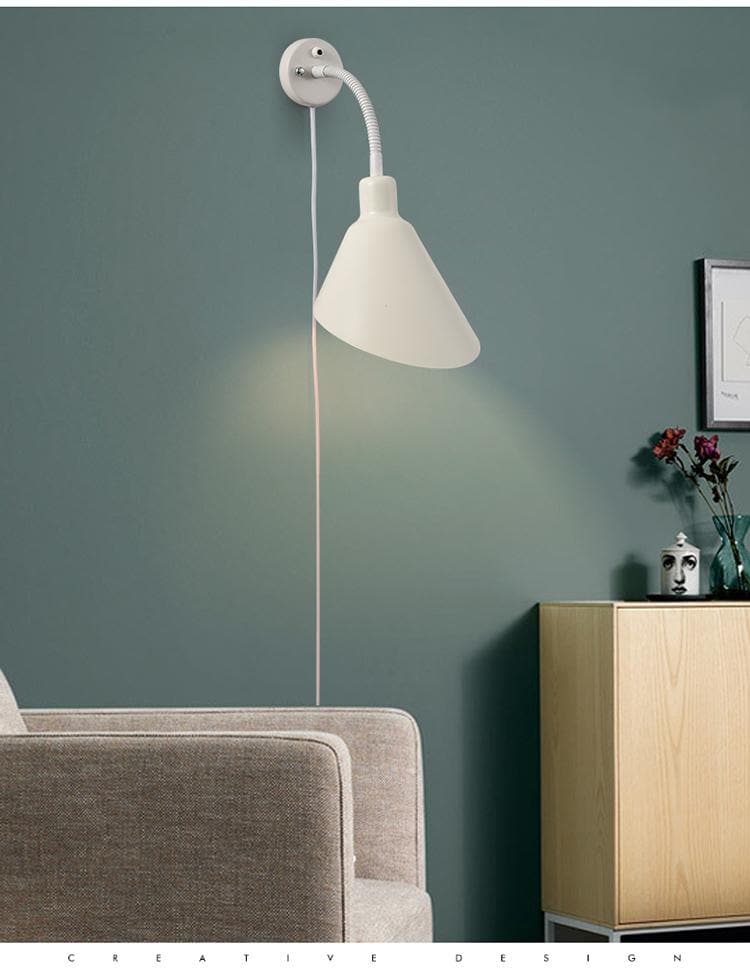 Davis Flexible Wall Lamp with Plug - Adjustable LED Reading Light for Bedroom, Living Room & Office - Dimmable Touch Control, Easy Installation, Perfect for Night Reading & Decor
