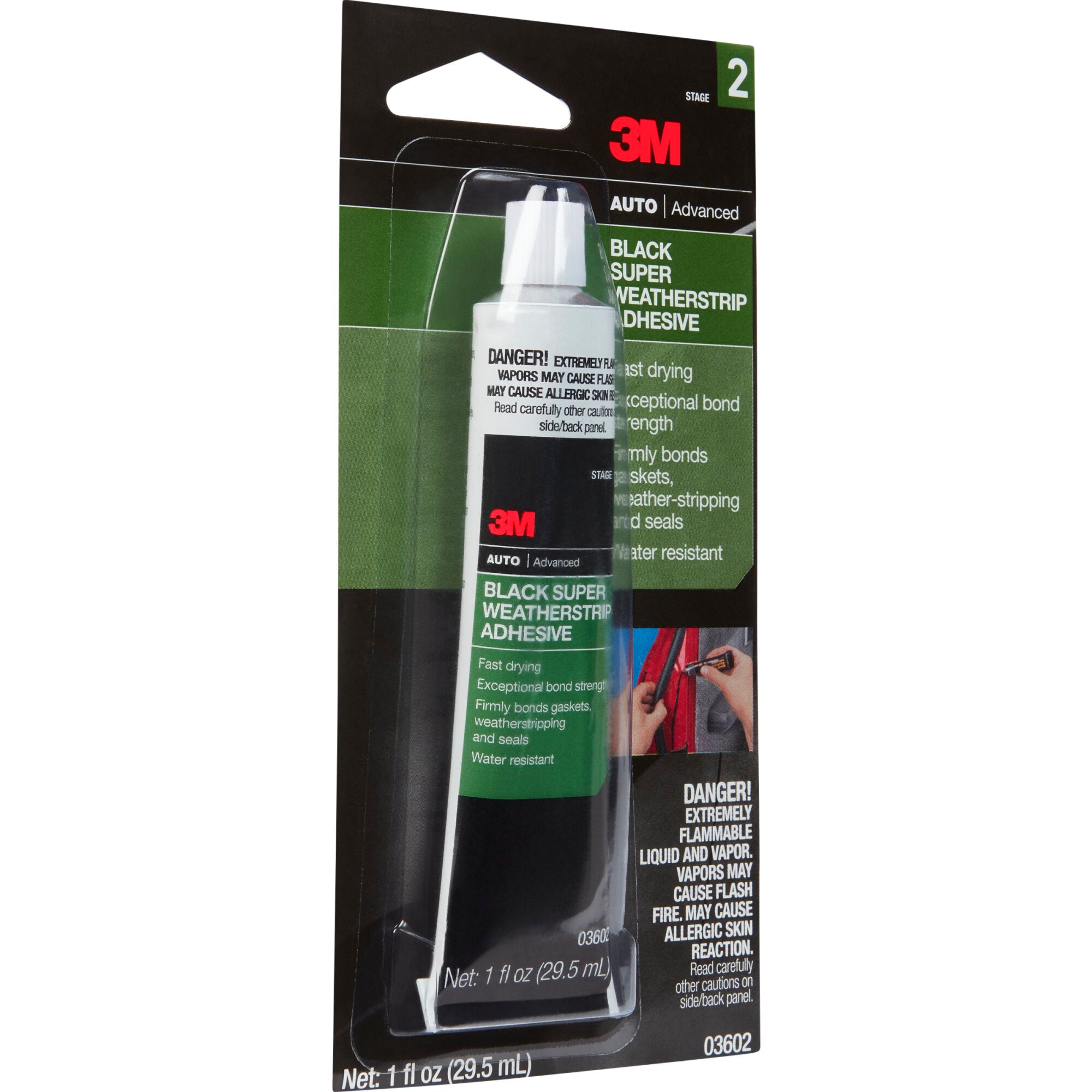 3M Black Super Weatherstrip Adhesive 03602 - 1 oz Tube - Strong Automotive & Home Weather Stripping Glue for Doors, Windows, RV & Marine Sealing