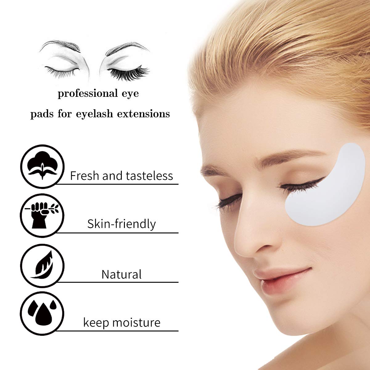 LANKIZ 100 Pairs Under Eye Gel Pads for Lash Extensions - 100% Natural Plant Extract Collagen Hydrogel Eye Mask | Dark Circle & Puffiness Relief | Moisturizing & Lint-Free | Perfect for Spa, Travel & Night Skincare Routine