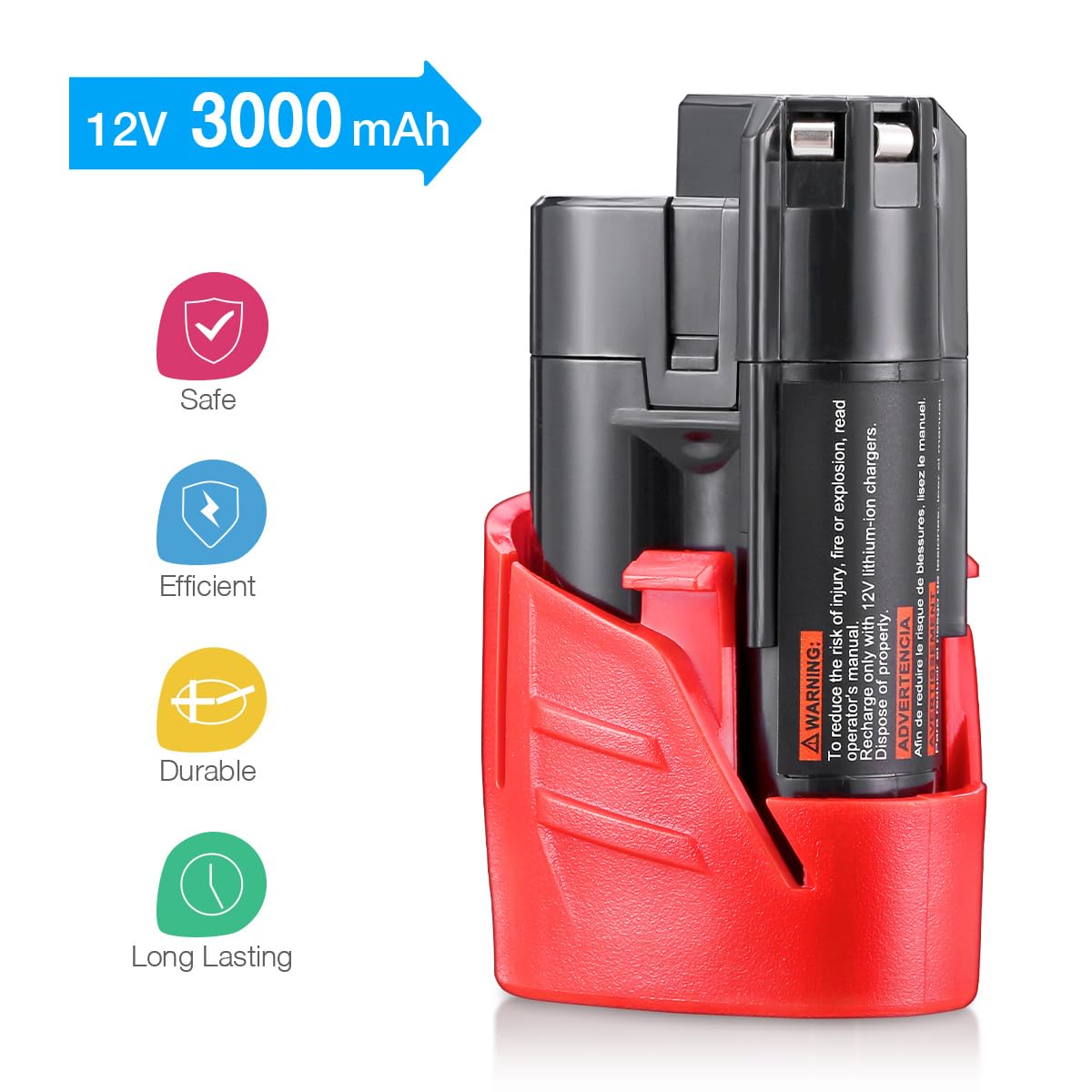 2 Pack Milwaukee M18 18V Lithium-Ion Replacement Battery - High Capacity Power Tool Battery for Drills, Saws & More - Perfect for Construction, Woodworking & DIY Projects