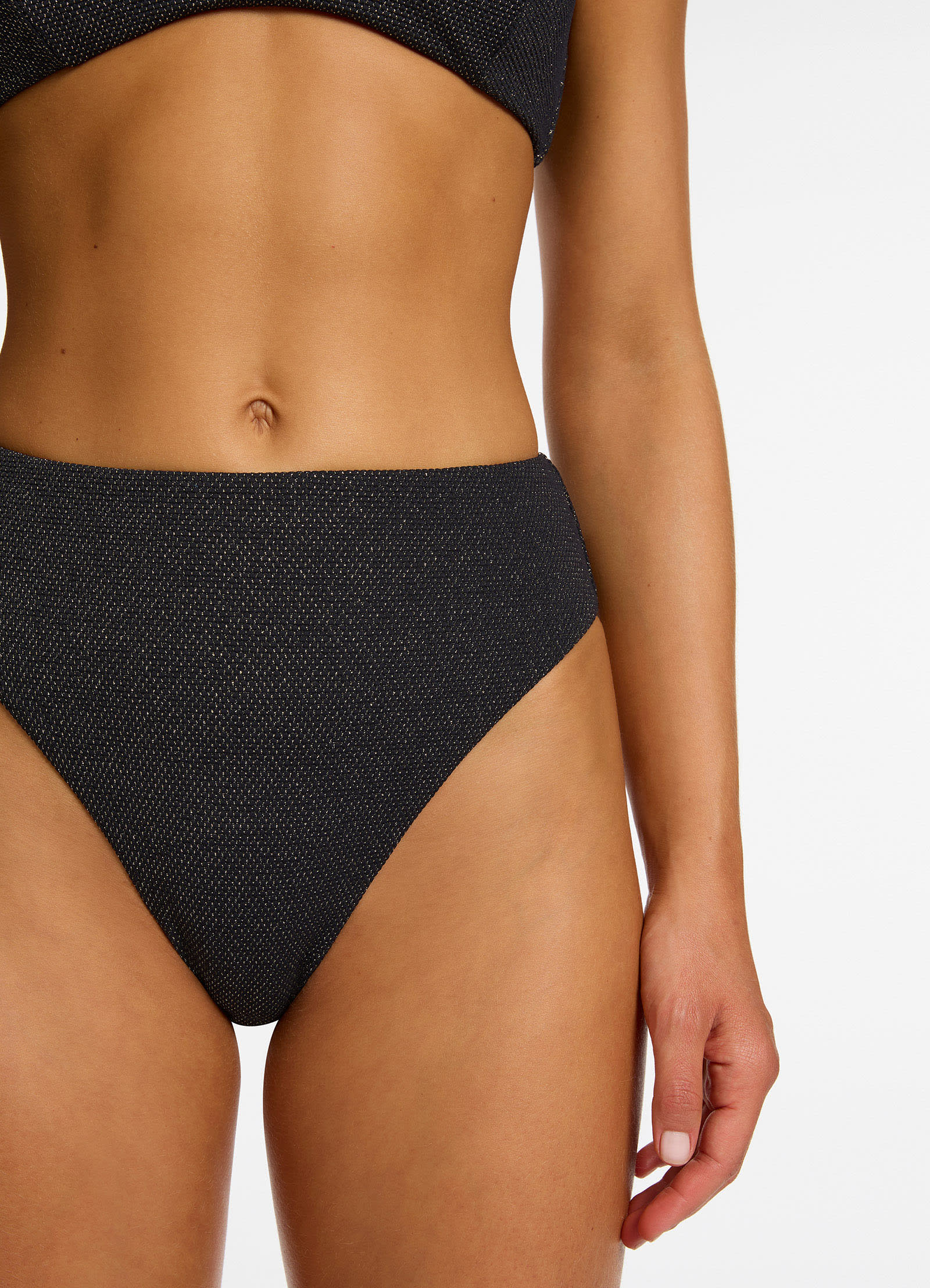 High Waist High Leg Bikini Bottom - Tirari Nights Black Swimwear for Women | Perfect for Beach Vacations, Pool Parties & Summer Getaways