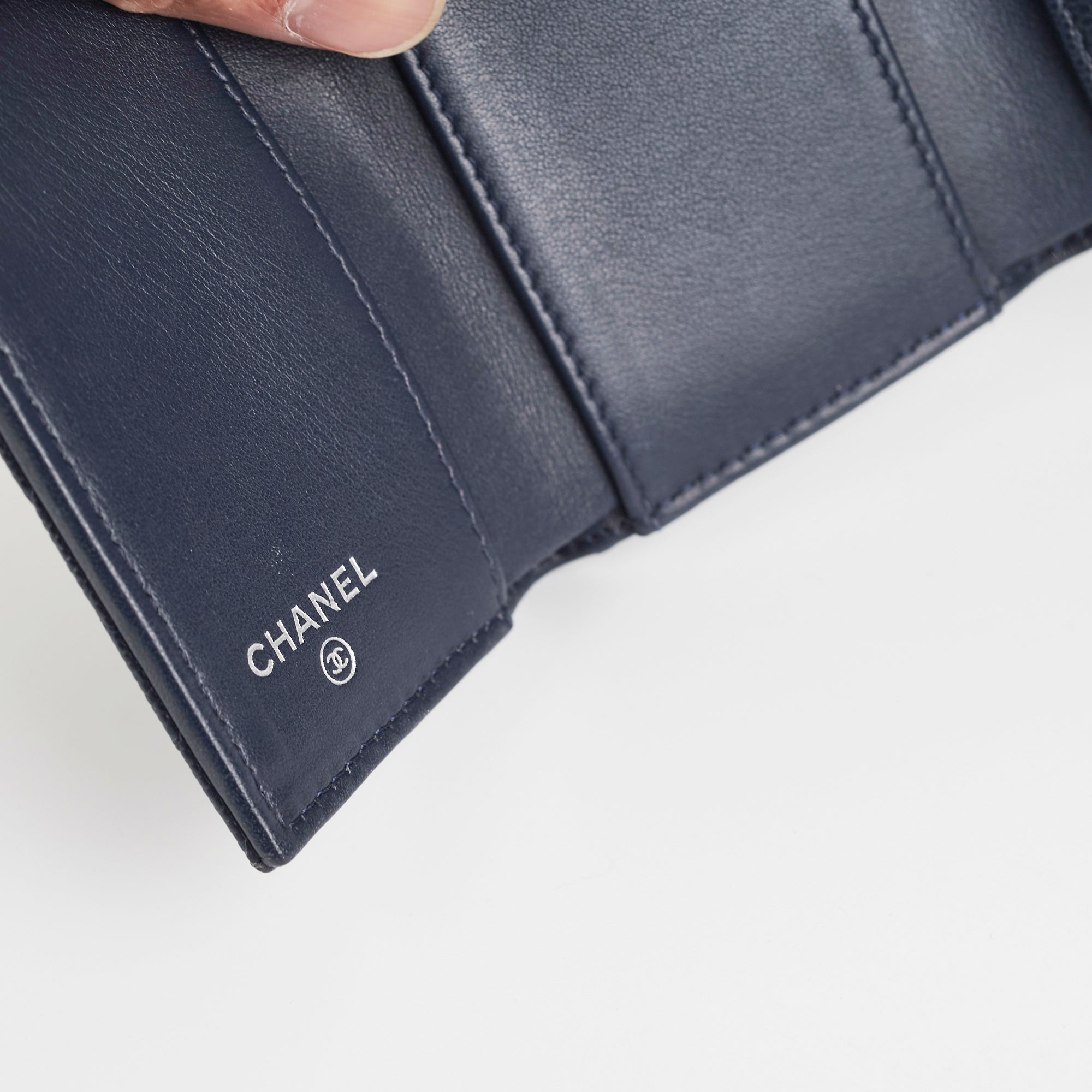 Chanel Caviar Leather Compact Wallet in Navy Blue - Perfect for Everyday Use & Luxury Gift Giving