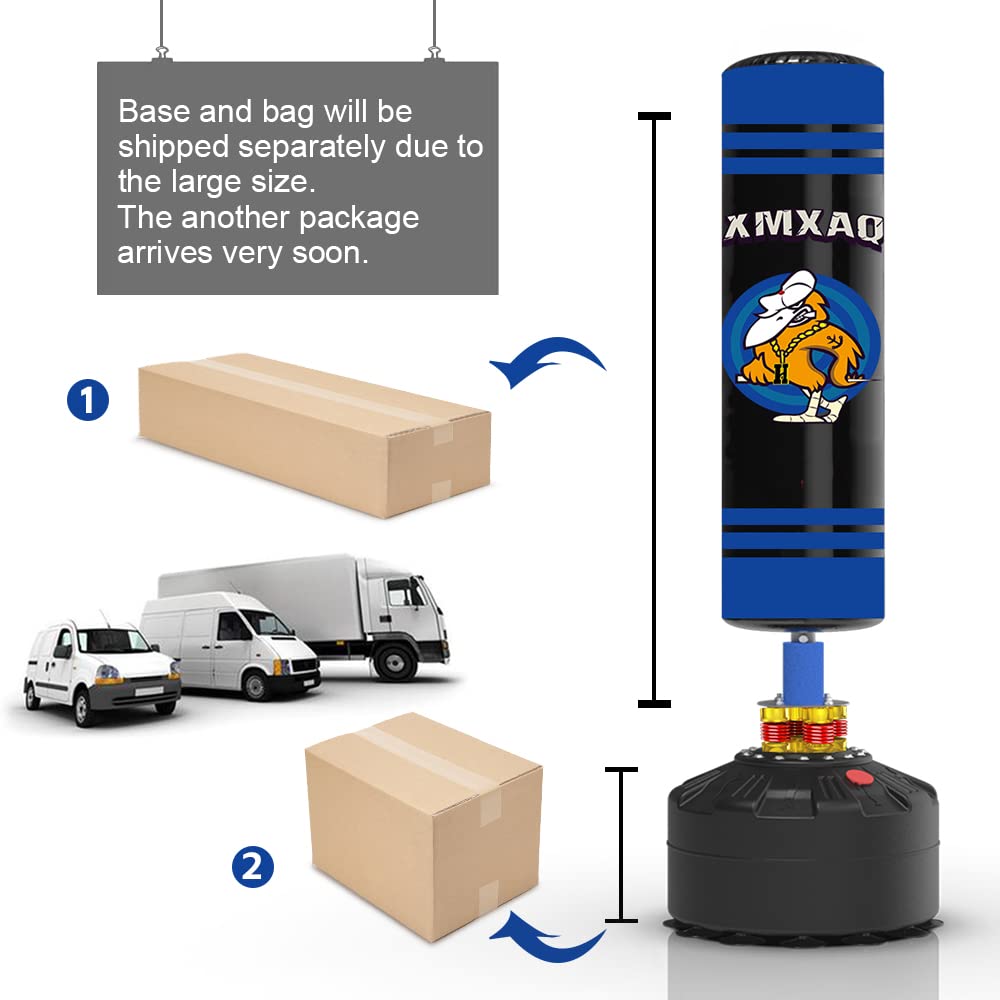 Freestanding Heavy Punching Bag with Stand - Adult & Youth Boxing Bag with Suction Cup Base for Home, Office, Gym - Perfect for Kickboxing, MMA Training & Fitness Workouts