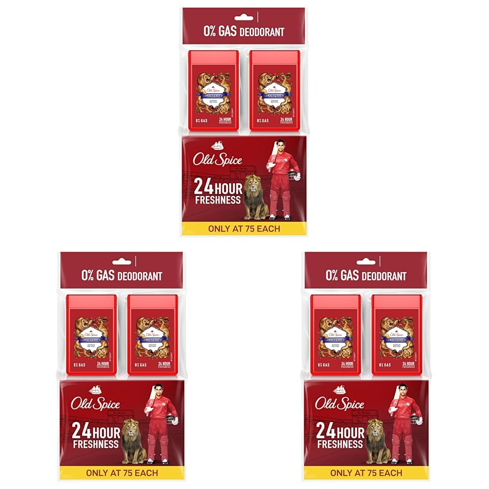 Old Spice Lionpride No Gas Deodorant Body Spray for Men - 6 Pack Travel Size (17ml Each) | Fresh Scent, Long-Lasting Protection | Perfect for Gym, Work & Outdoor Adventures
