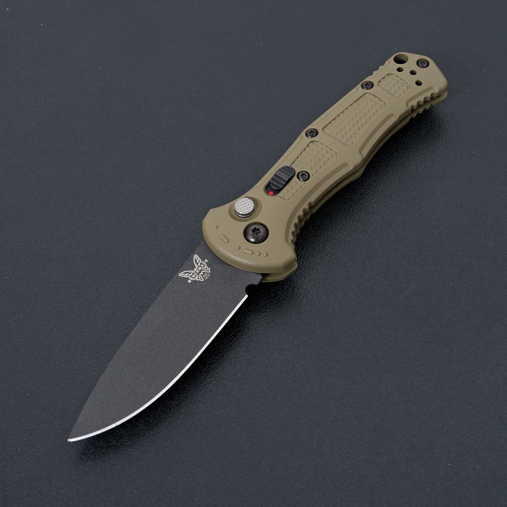 Benchmade Mini Claymore Automatic Knife - Ranger Green Grivory Handle - EDC Tactical Folding Knife for Outdoor, Camping & Survival Gear