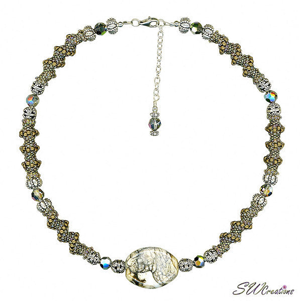 Handmade Vitriol Lampwork Beaded Necklace - Unique Artisan Jewelry for Women, Gift for Her, Perfect for Parties & Special Occasions