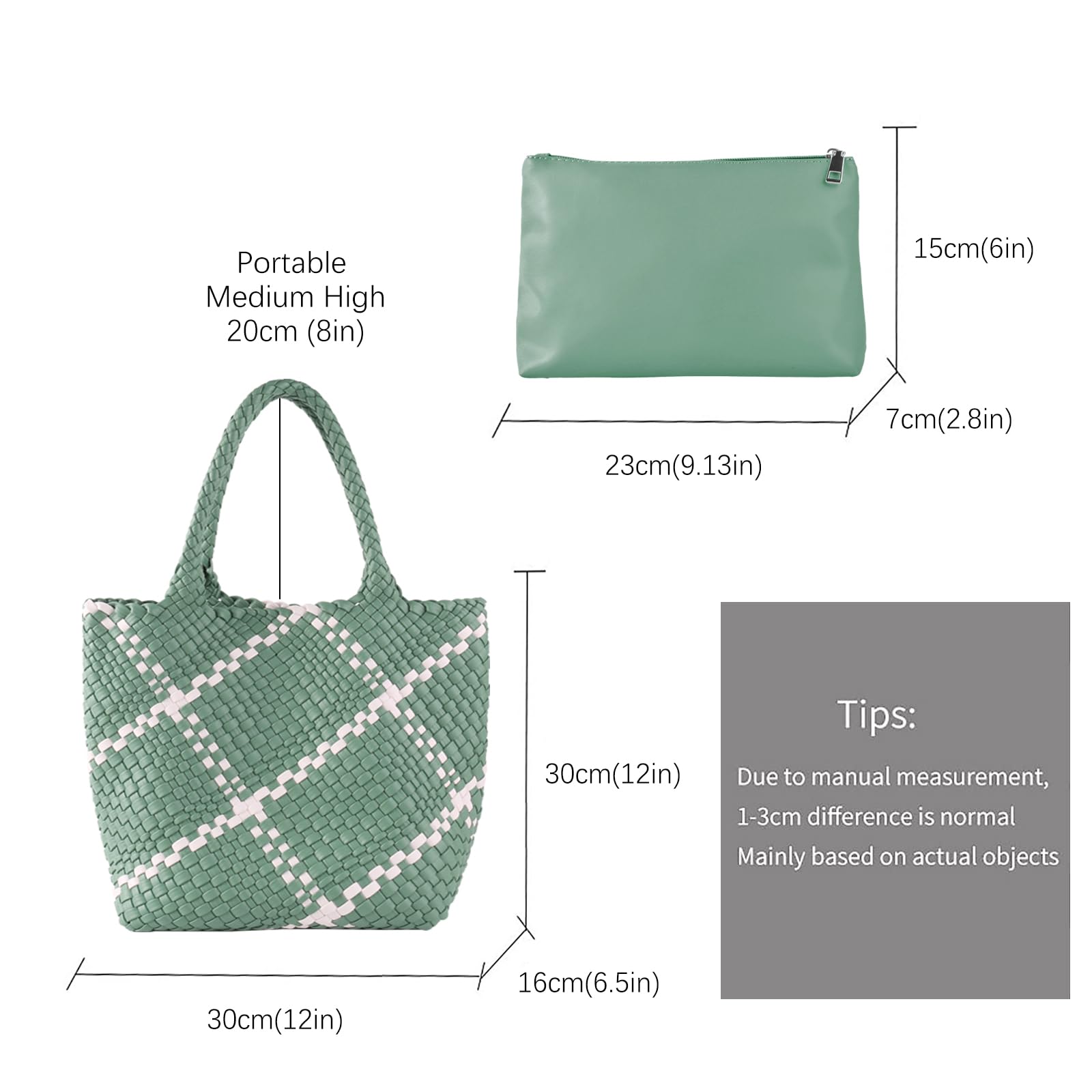 Stylish Woven Leather Tote Handbag for Women - Large Soft Hobo Shoulder Bag with Matching Purse | Handmade Genuine Leather Beach Bag | Perfect for Travel, Shopping & Everyday Use