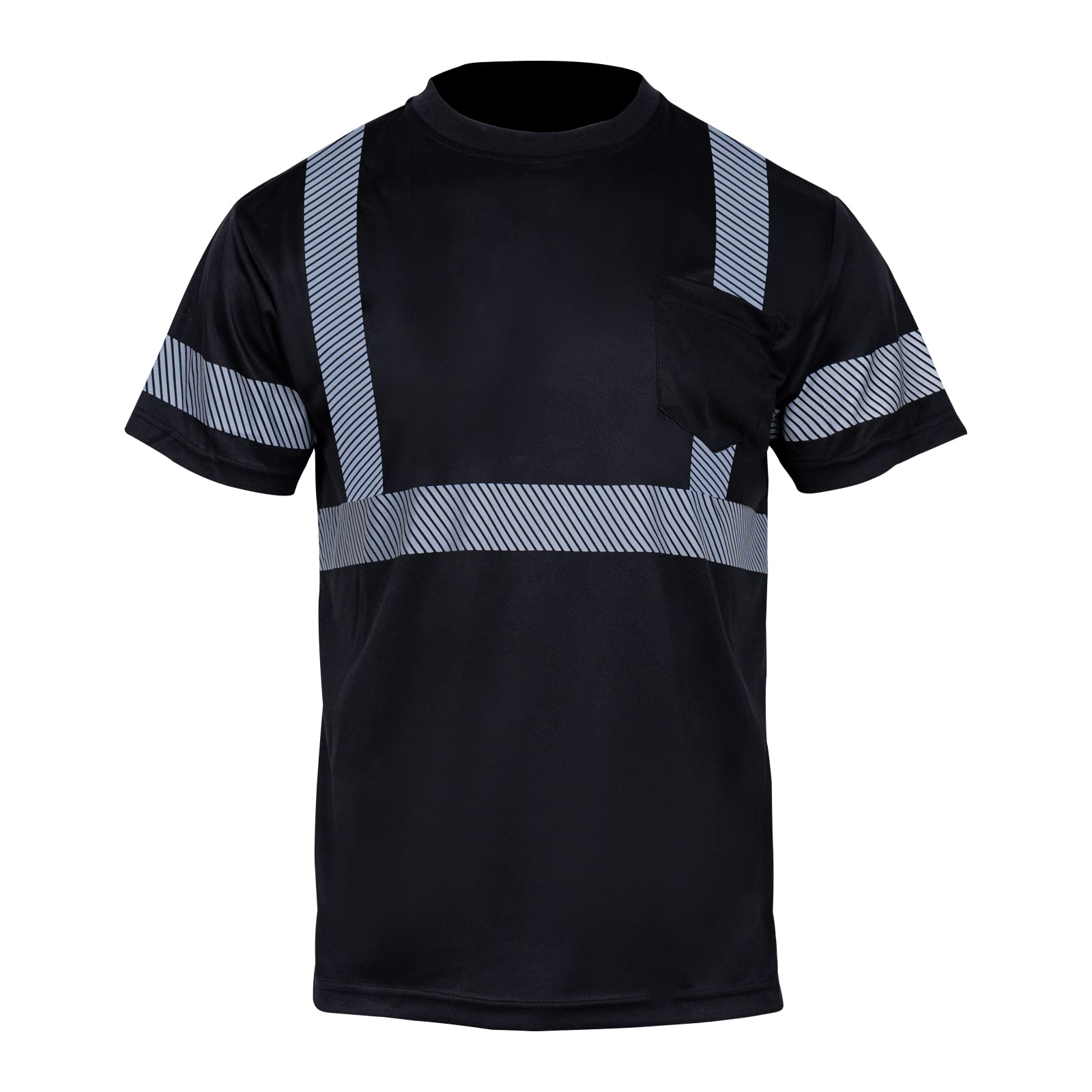 FONIRRA High Visibility Safety T-Shirts for Men - ANSI Class 2 Reflective Work Shirts with Pocket, Short Sleeve for Construction, Road Work & Nighttime Safety