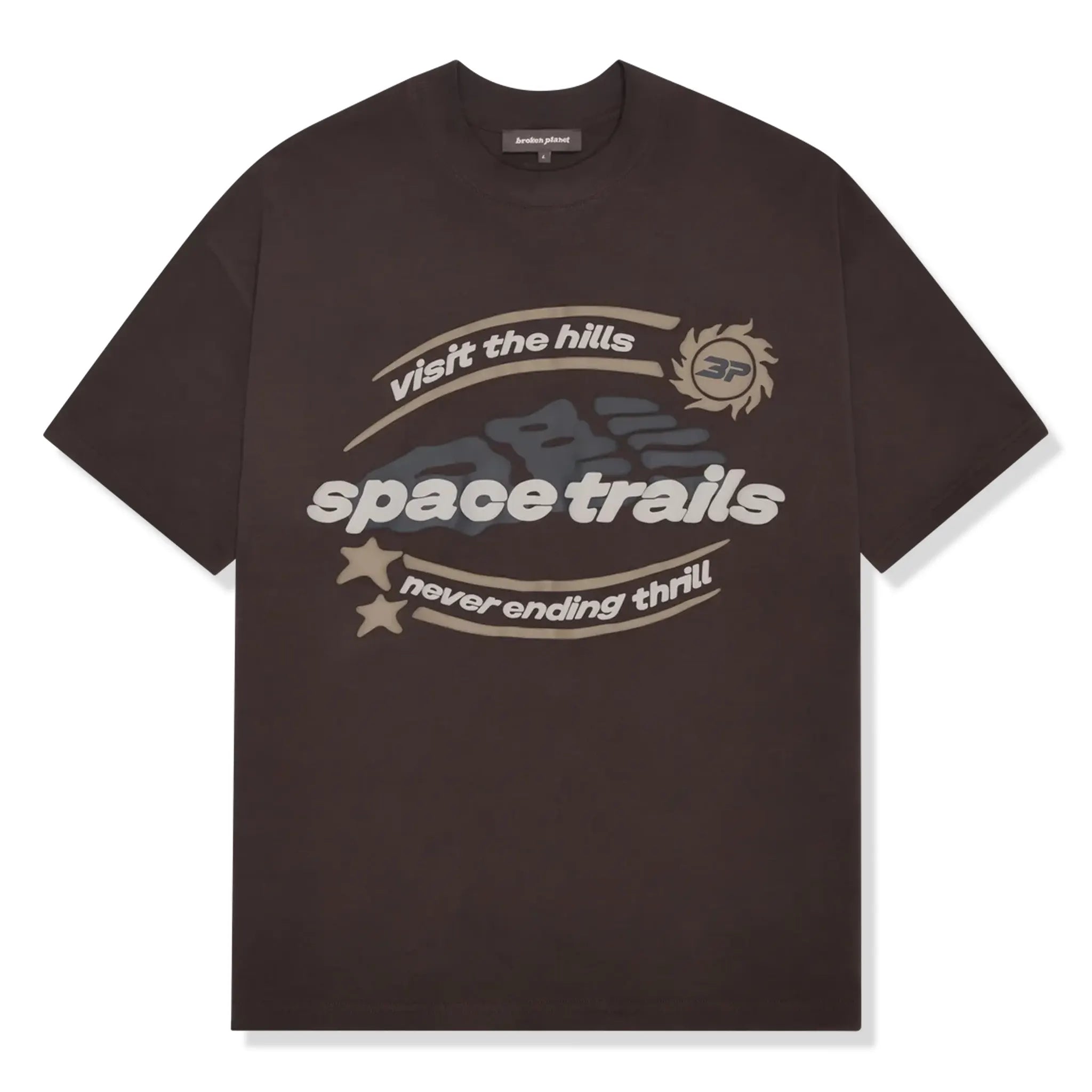 Broken Planet Space Trails Mocha Brown T-Shirt | Trendy Graphic Tee for Men & Women | Perfect for Casual Wear, Street Style & Space-Themed Outfits