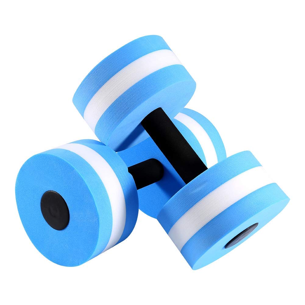 Aquatic Exercise Dumbbells, EVA Swimming Pool Fitness Barbells for Water Aerobics, Set of 2, Blue - Perfect for Pool Workouts and Aqua Fitness Training