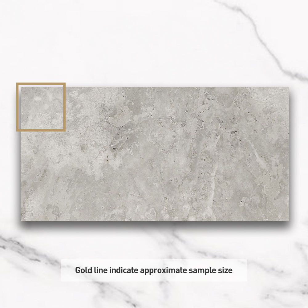 Cantabria Grey 300x600mm Polished Porcelain Tiles - Travertine Look for Bathroom & Kitchen Flooring | Durable & Stylish Wall & Floor Tiles for Home Renovation