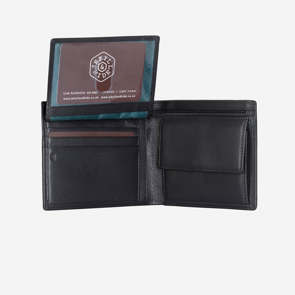 Premium Jekyll & Hide Monaco Large Bifold Wallet with Coin Pocket - Genuine Leather RFID Blocking - Black Men's Wallet for Everyday Use & Travel