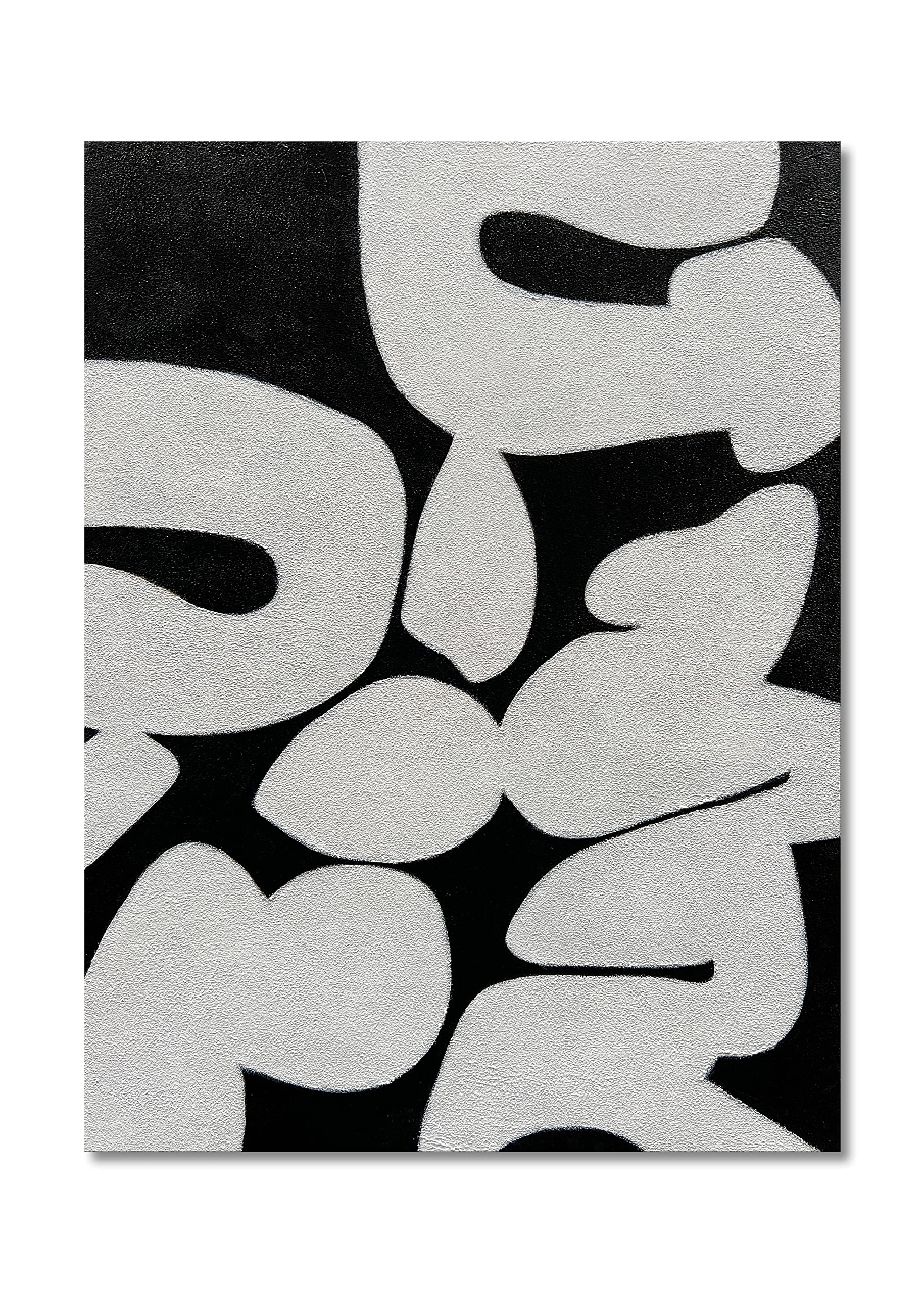 Hand-Painted Black and White Abstract Oil Painting 40x28 Inch - Contemporary Minimalist Wall Art for Modern Home Decor - Perfect for Living Room, Bedroom & Office Wall Decoration