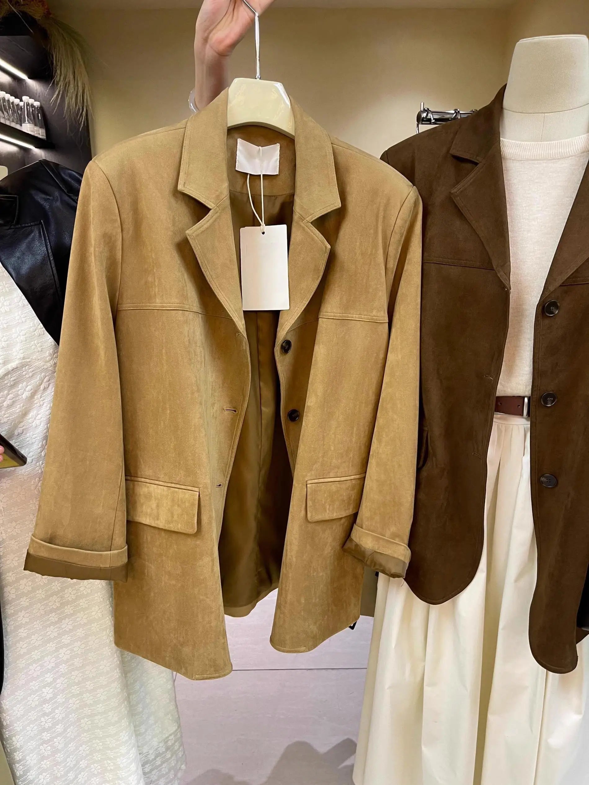 2024 Autumn Women's Fashion Blazer - Elegant Brown Long Sleeve Single Breasted Office Coat for Professional Women | Perfect for Business Meetings, Work Attire & Formal Occasions