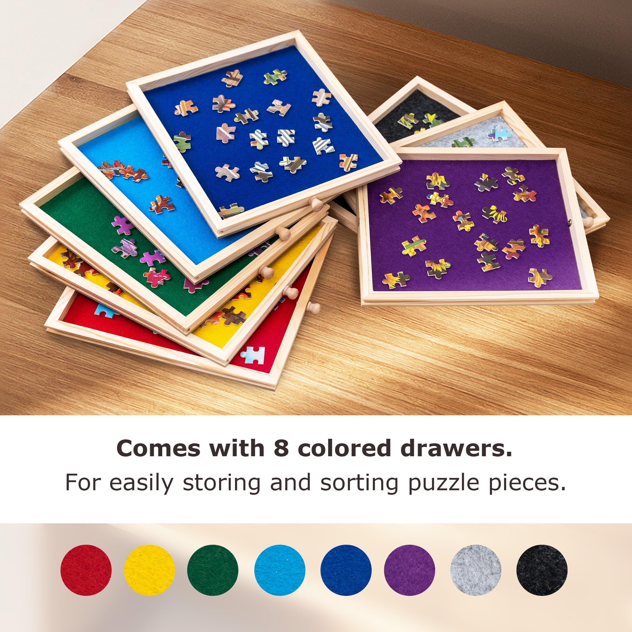 Tektalk 2000 Piece Foldable Puzzle Board with 8 Sorting Trays & Drawers - Portable Jigsaw Puzzle Table with Cover - Storage Solution for 2000/1500/1000/500 Piece Puzzles - Perfect for Family Game Nights & Puzzle Enthusiasts