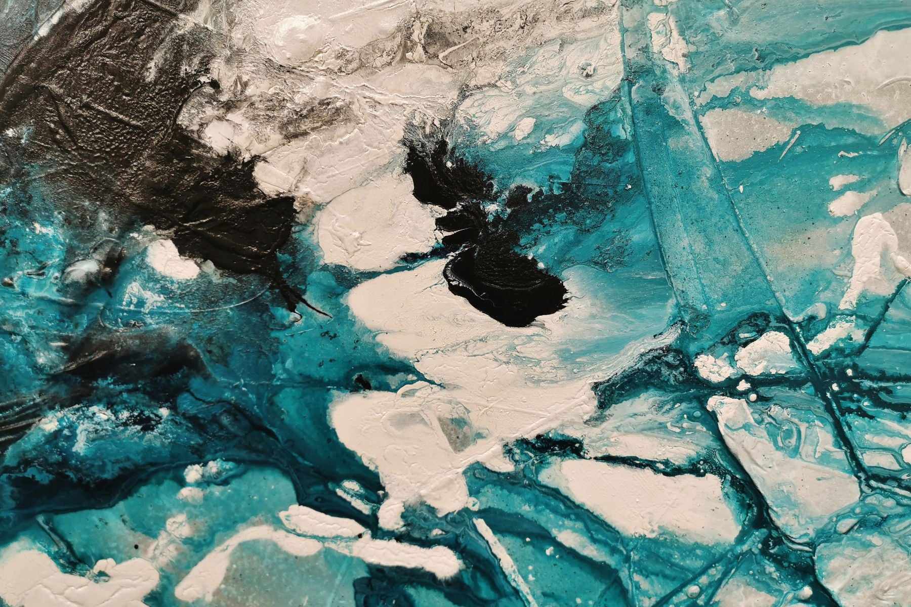 Deep Southern 190cm x 100cm Teal Black Textured Abstract Canvas Art - Perfect for Living Room, Bedroom or Office Wall Decor