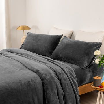 Premium Thermal Microplush Sheet Set - Single Size, Charcoal Gray - Ultra Soft & Warm for Winter Nights, Bedroom Essentials for Cozy Sleep